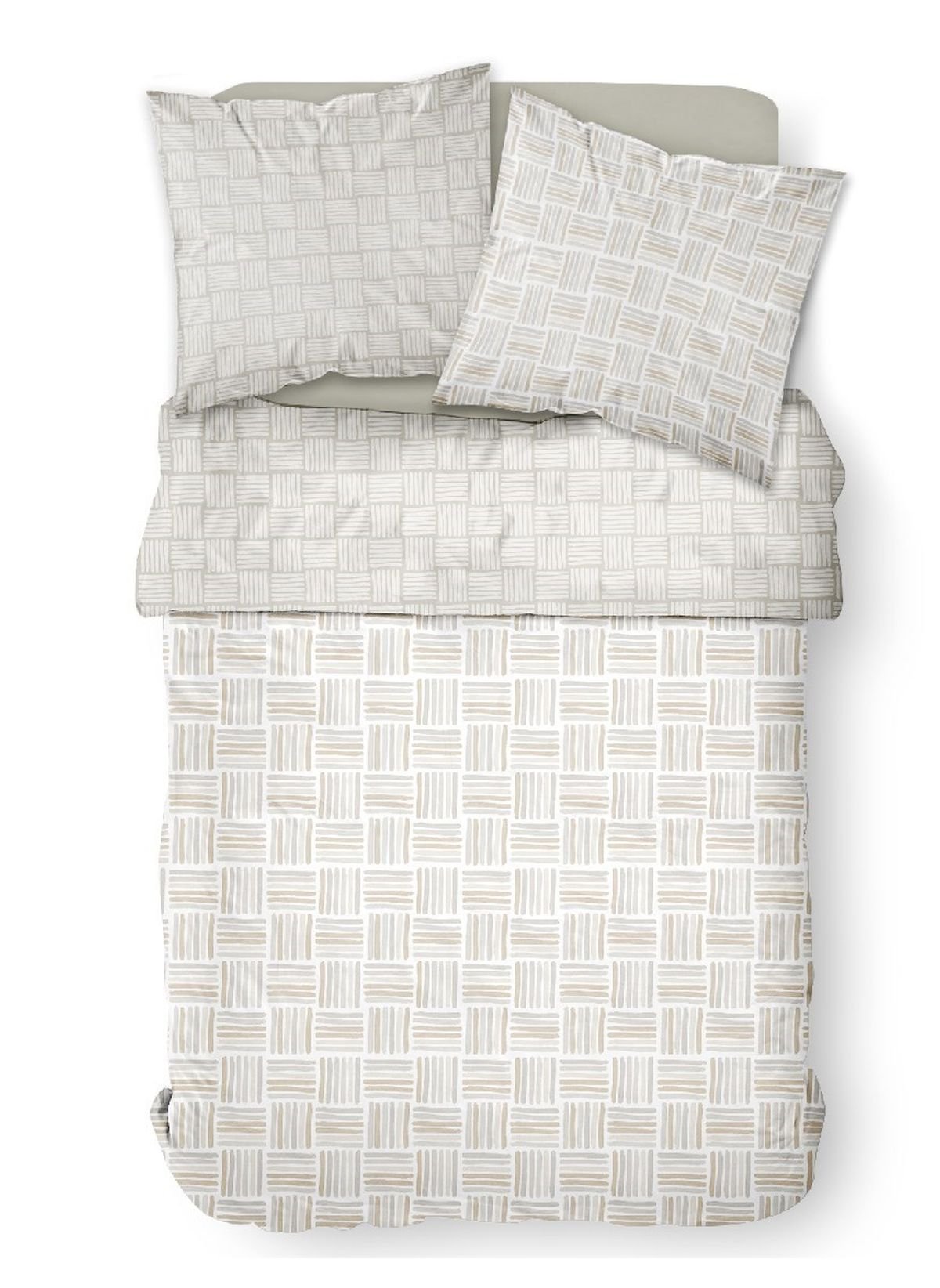 Printed cotton zippered bed set TODAY LINGE DE MAISON Beige