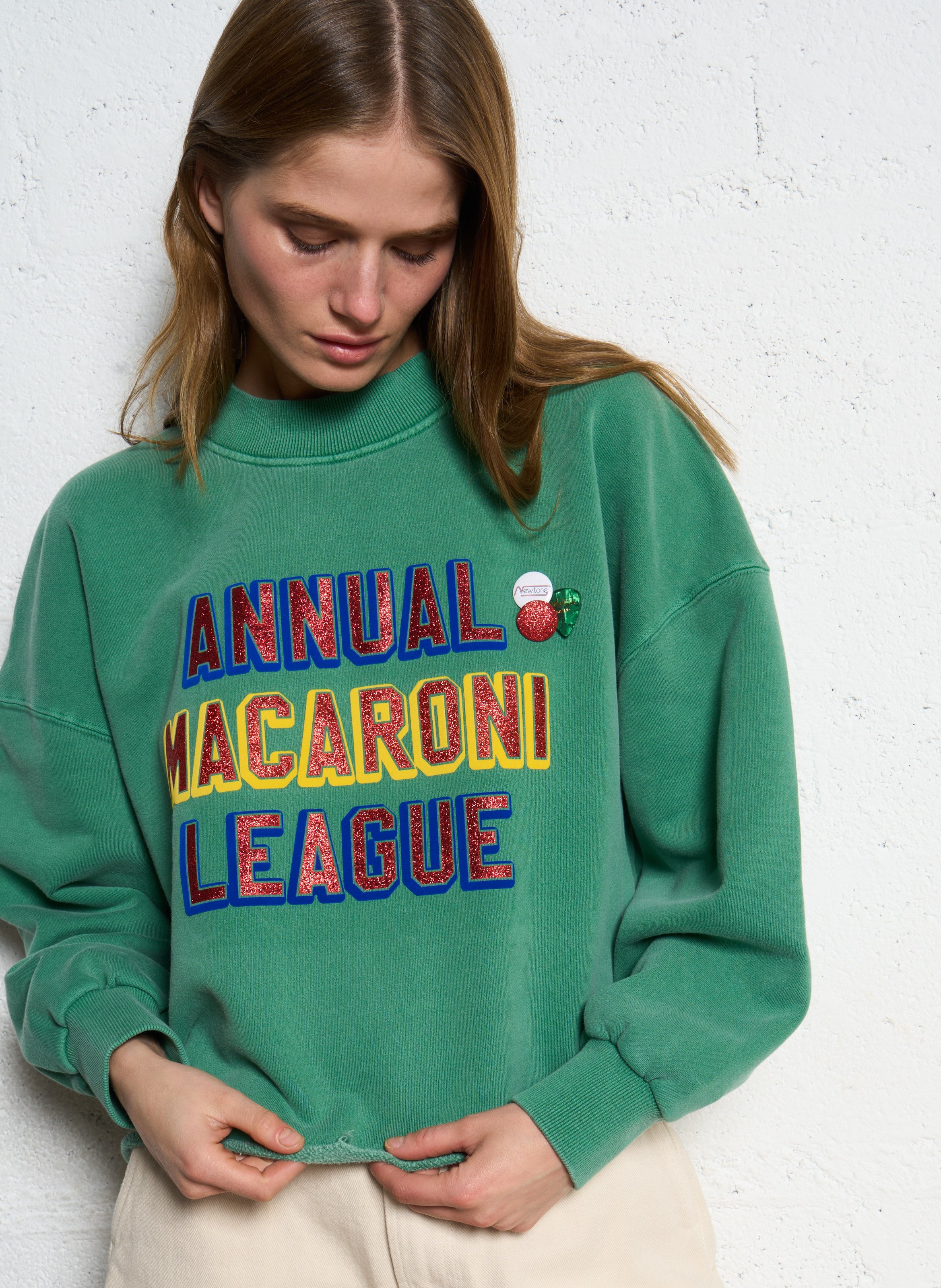 Short printed cotton sweatshirt NEWTONE Green