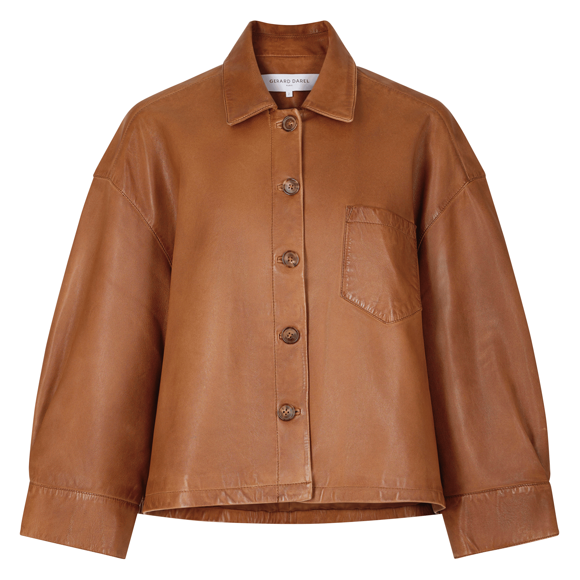 Veste col classique en cuir GERARD DAREL Marron