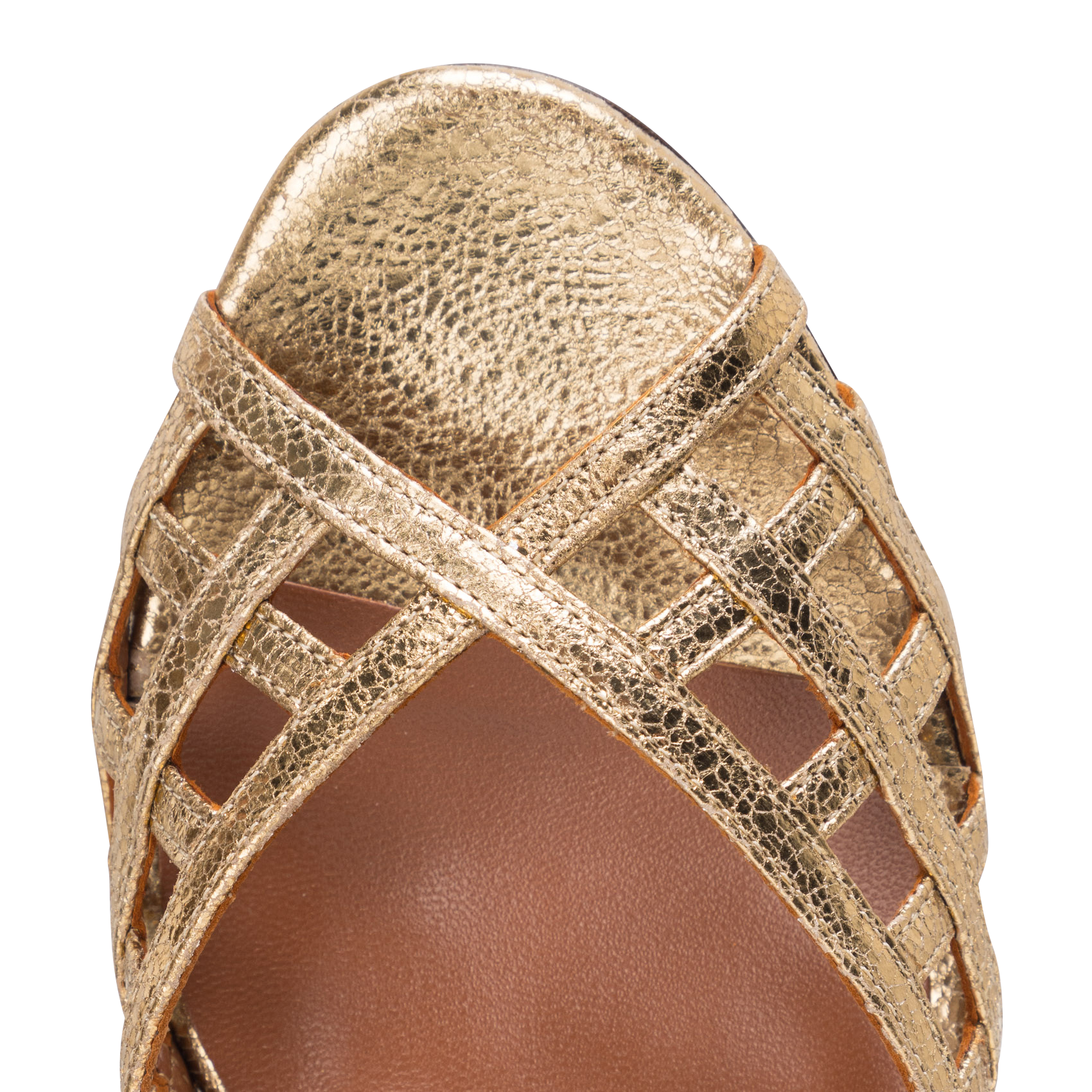 Sandales à talon en cuir métallisé RIVECOUR Doré