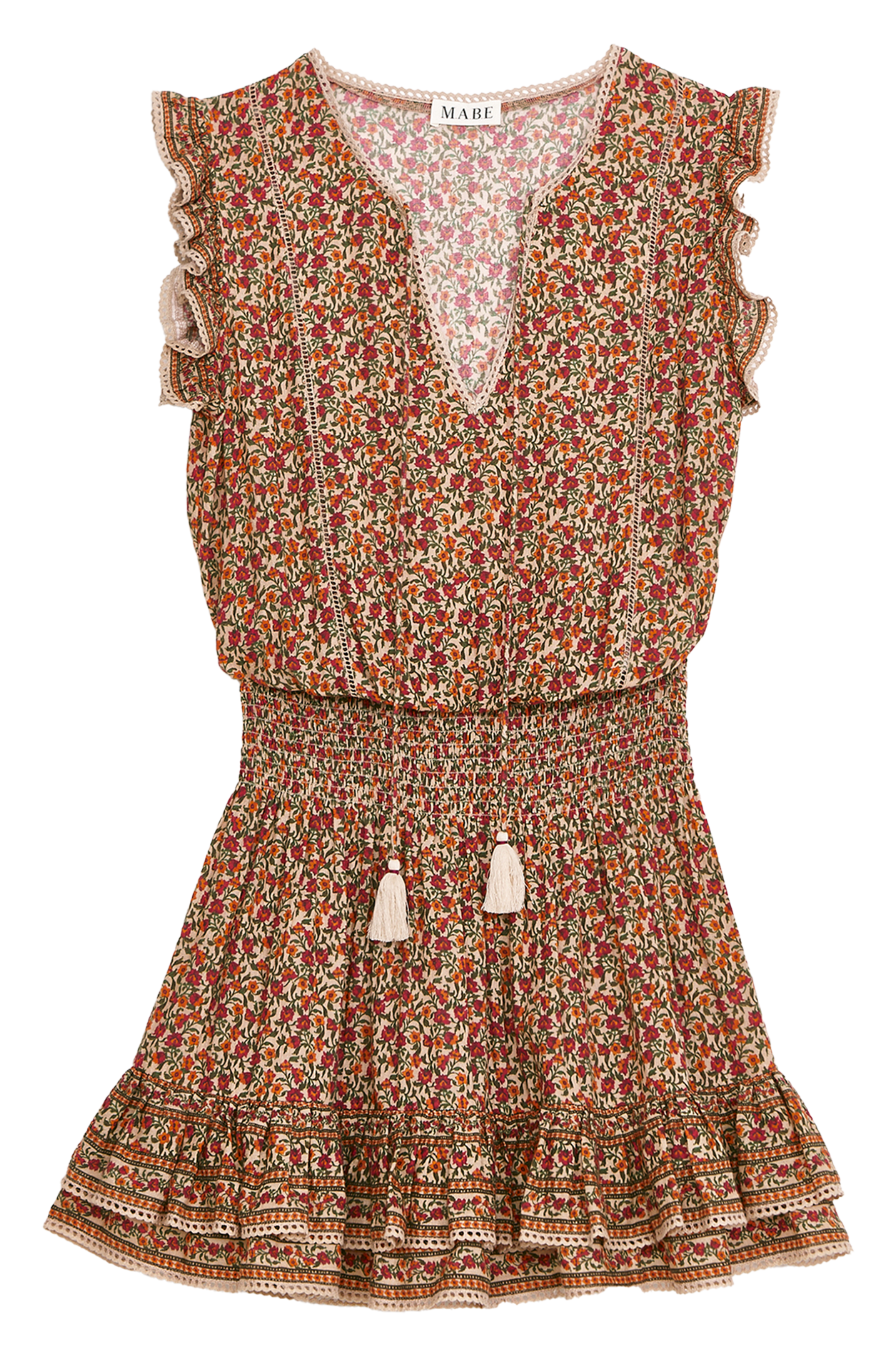 Robe courte col v à imprimé fleuri M.A.B.E Multicolore