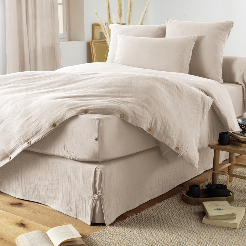 100% Pure Cotton Bolster Pillowcase L'EFFET PAPILLON White