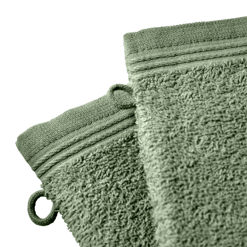Set of 2 washcloths COTON PUR Green