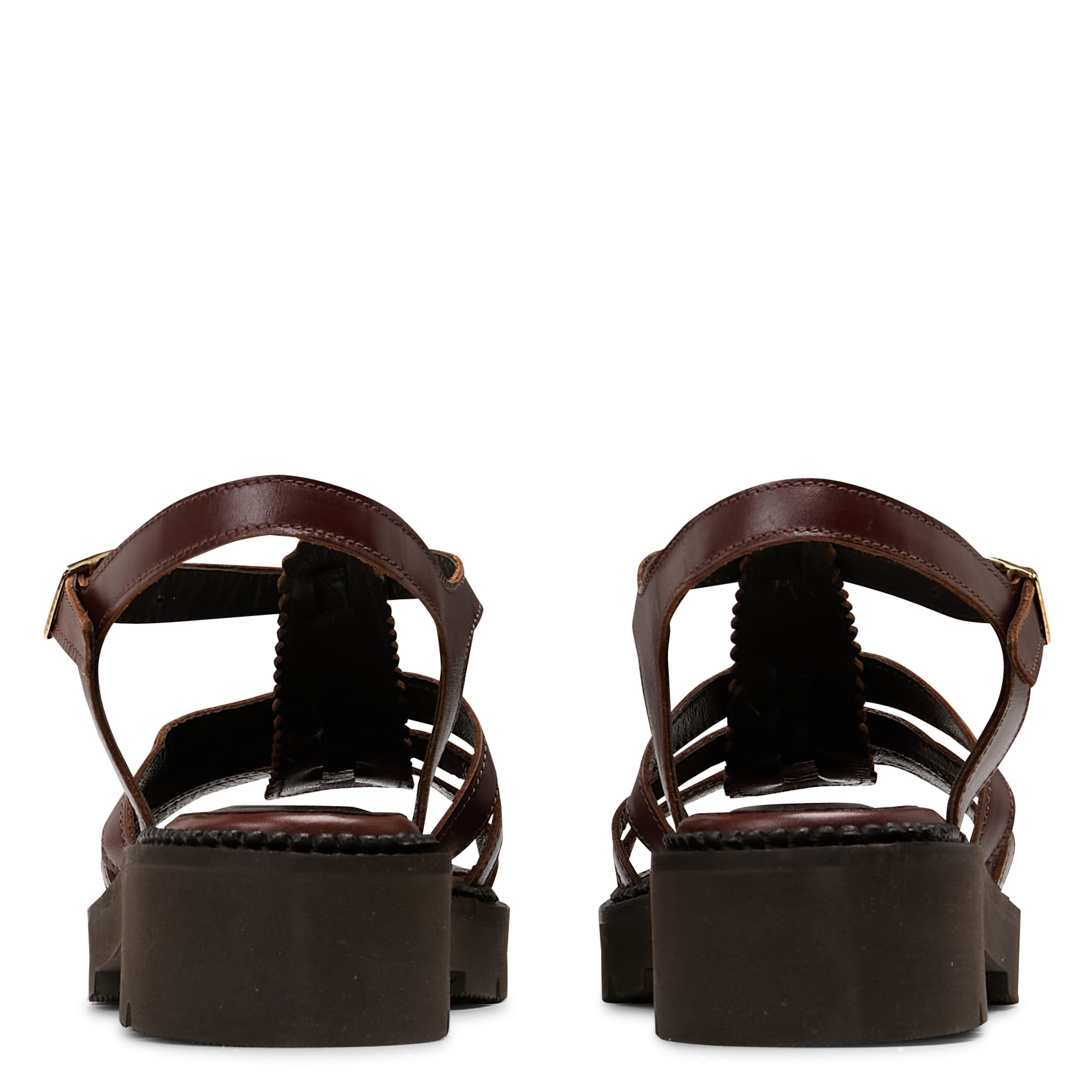 Ledersandalen mit Keilabsatz MELLOW YELLOW Braun