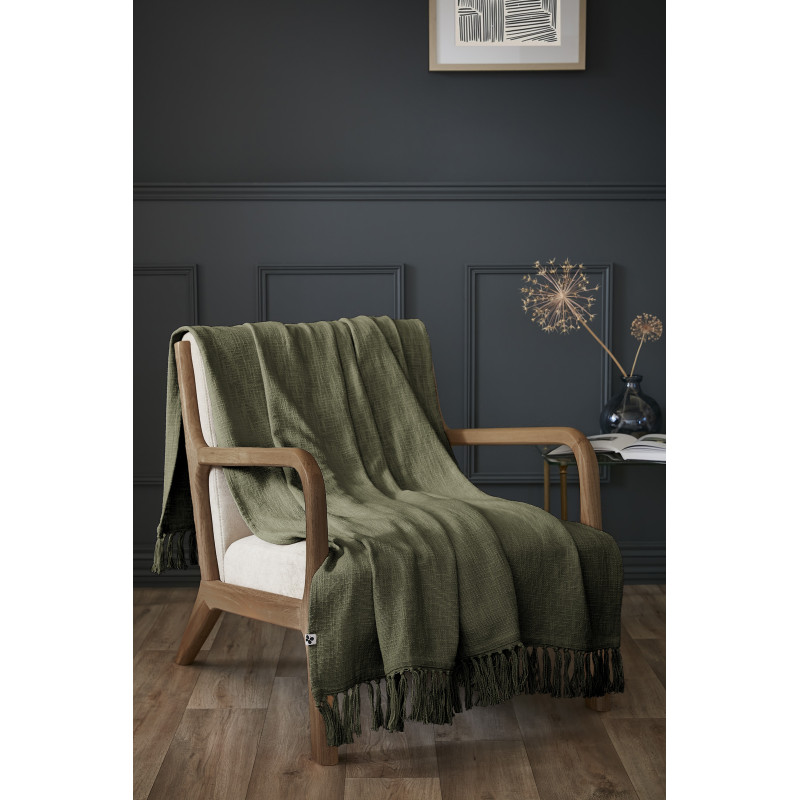 Plaid en coton pur L'EFFET PAPILLON Vert