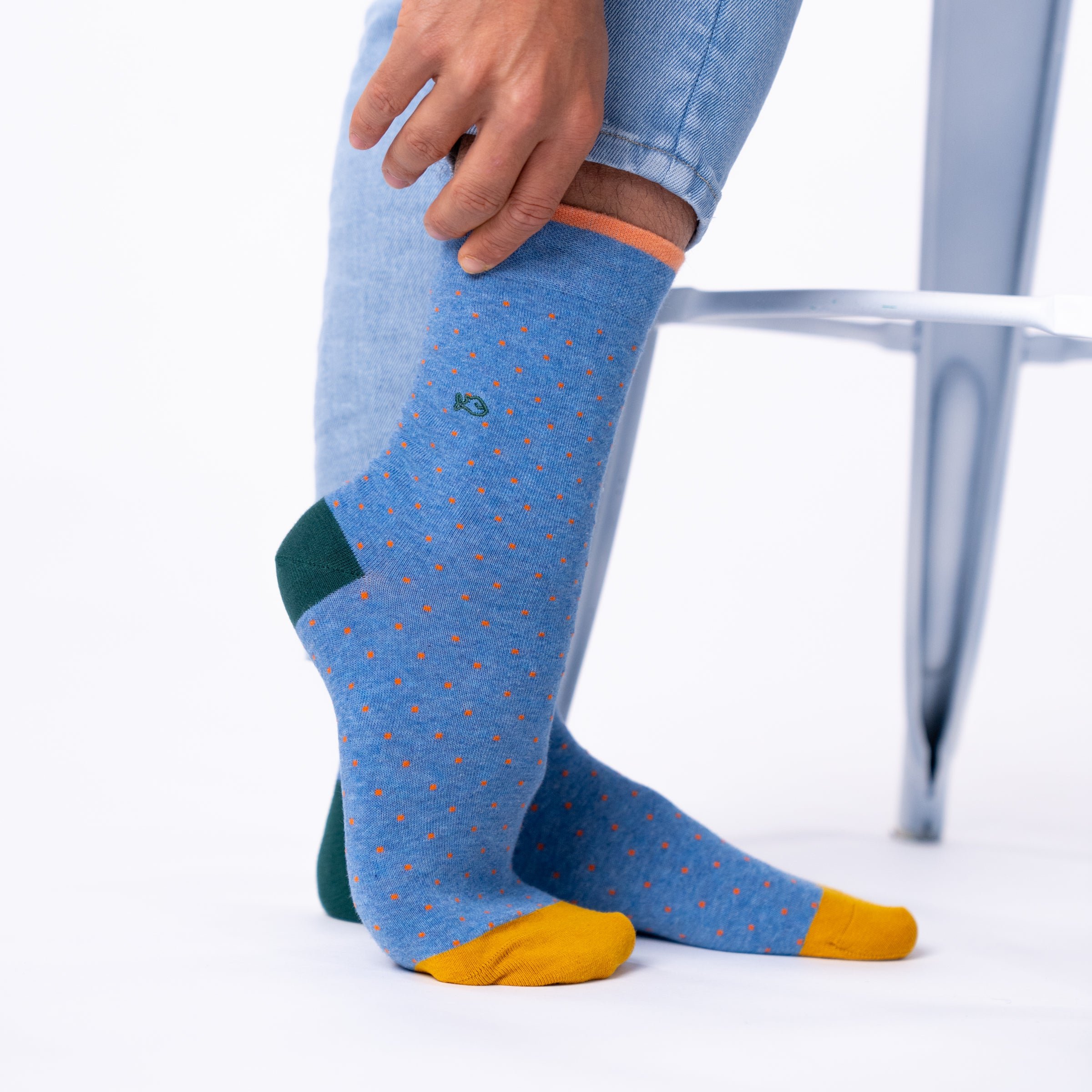 Combed cotton socks with polka dots BILLYBELT Blue