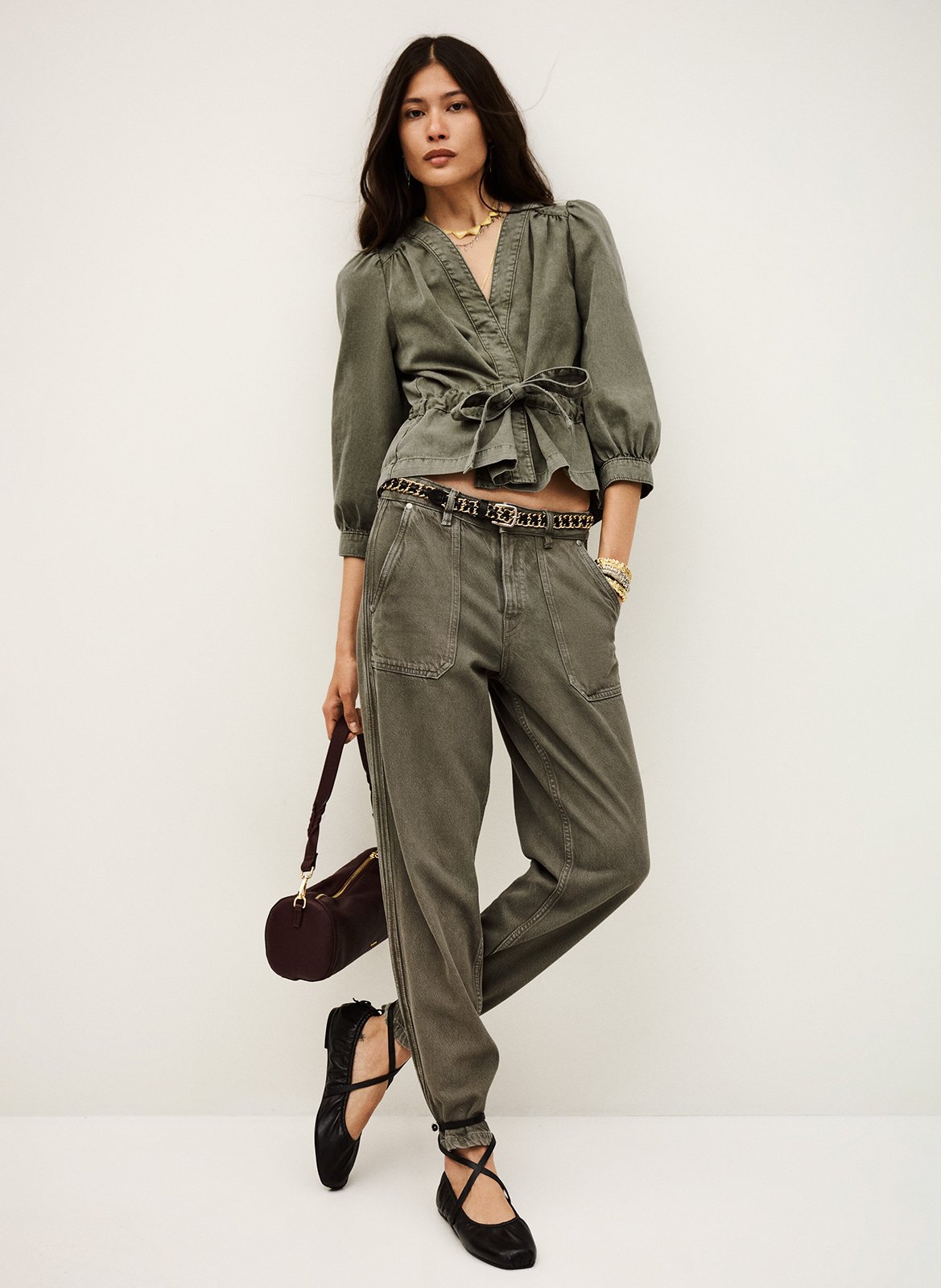 Denim portemonnee top BA&SH Kaki