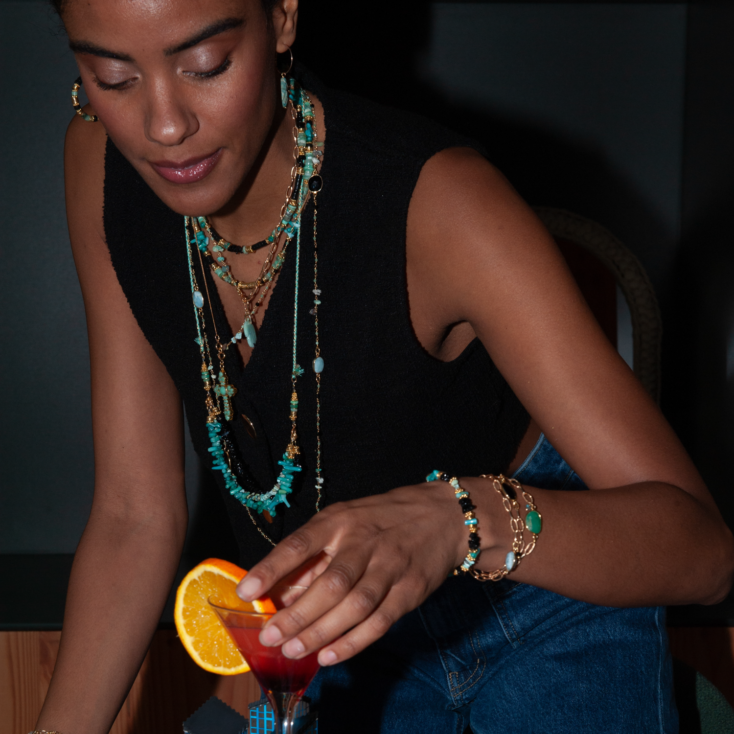 Triple strand heishi crunch necklace - alba L'ATELIER DES DAMES Golden