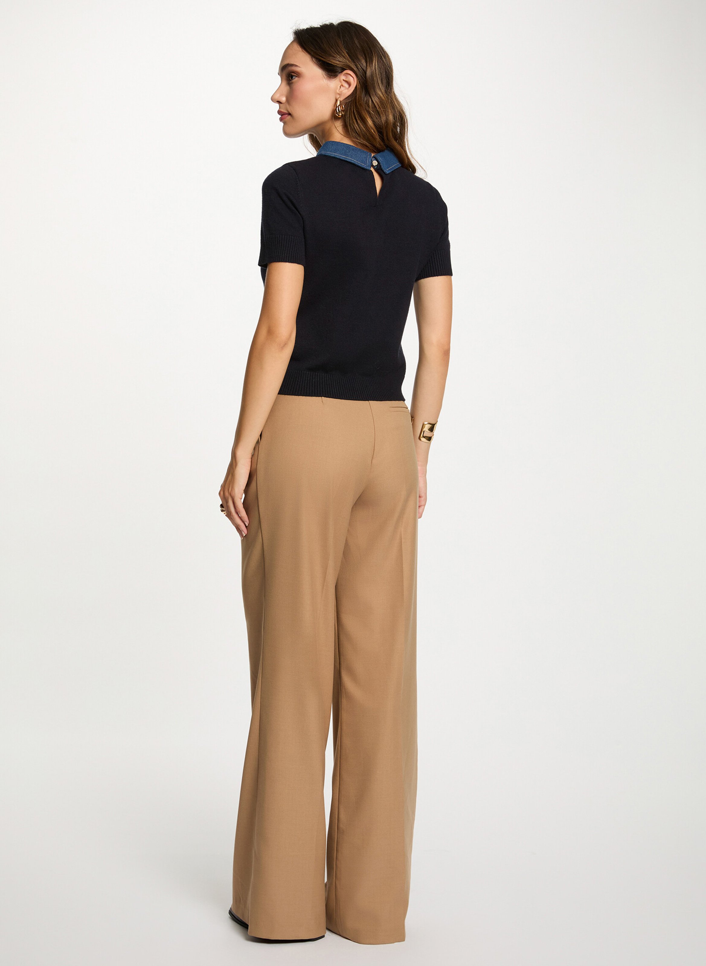 Denim polo neck sweater MORGAN Blue