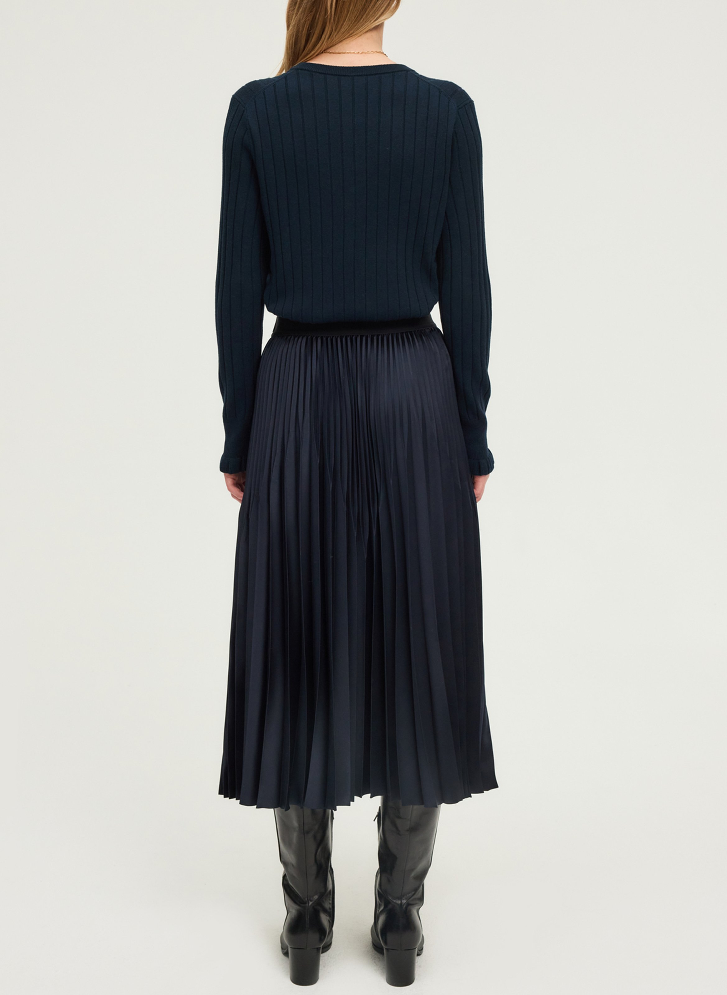 Jupe midi plissée PABLO Bleu