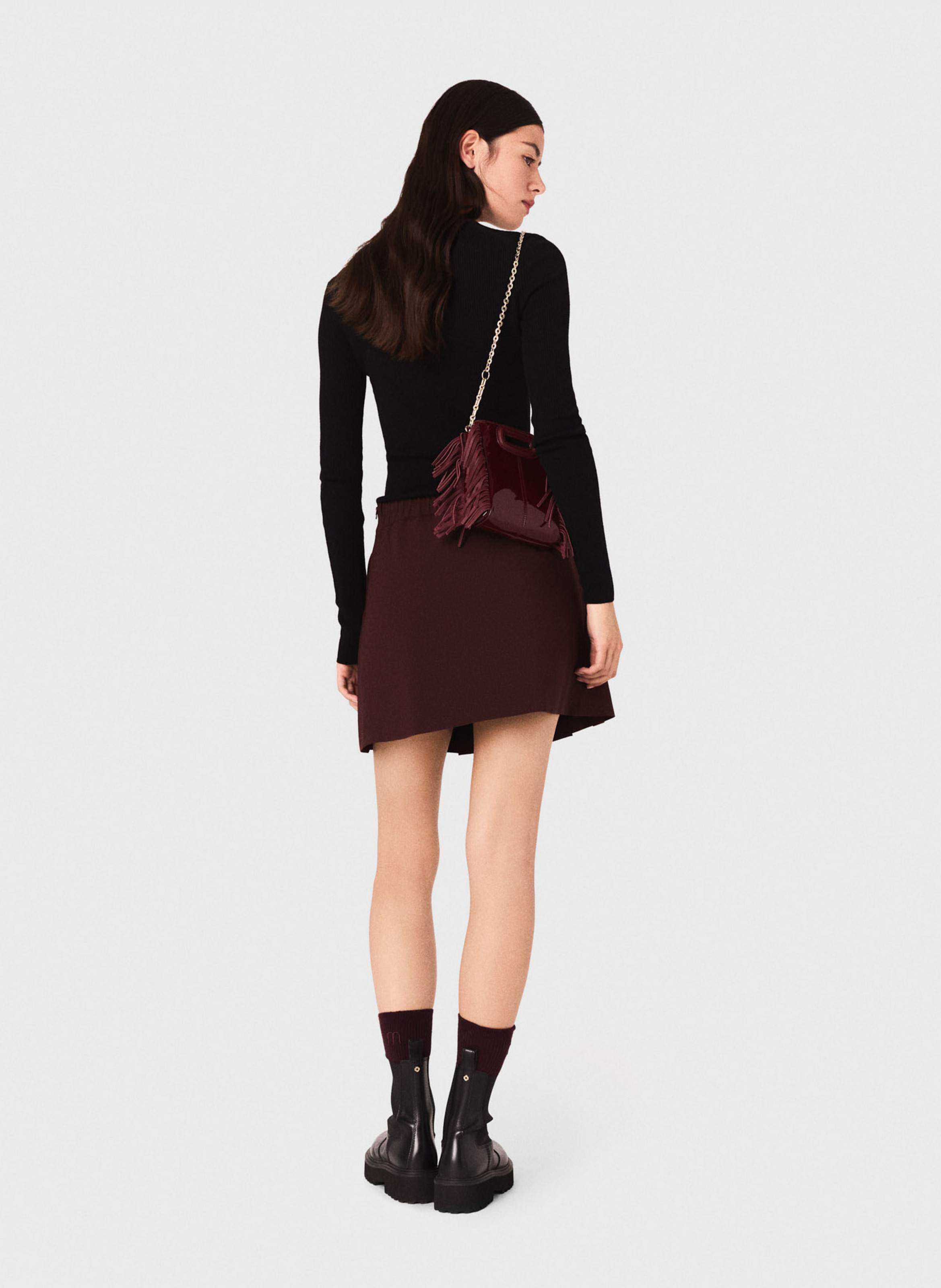 Jupe courte plissée en laine mélangée MAJE Rouge