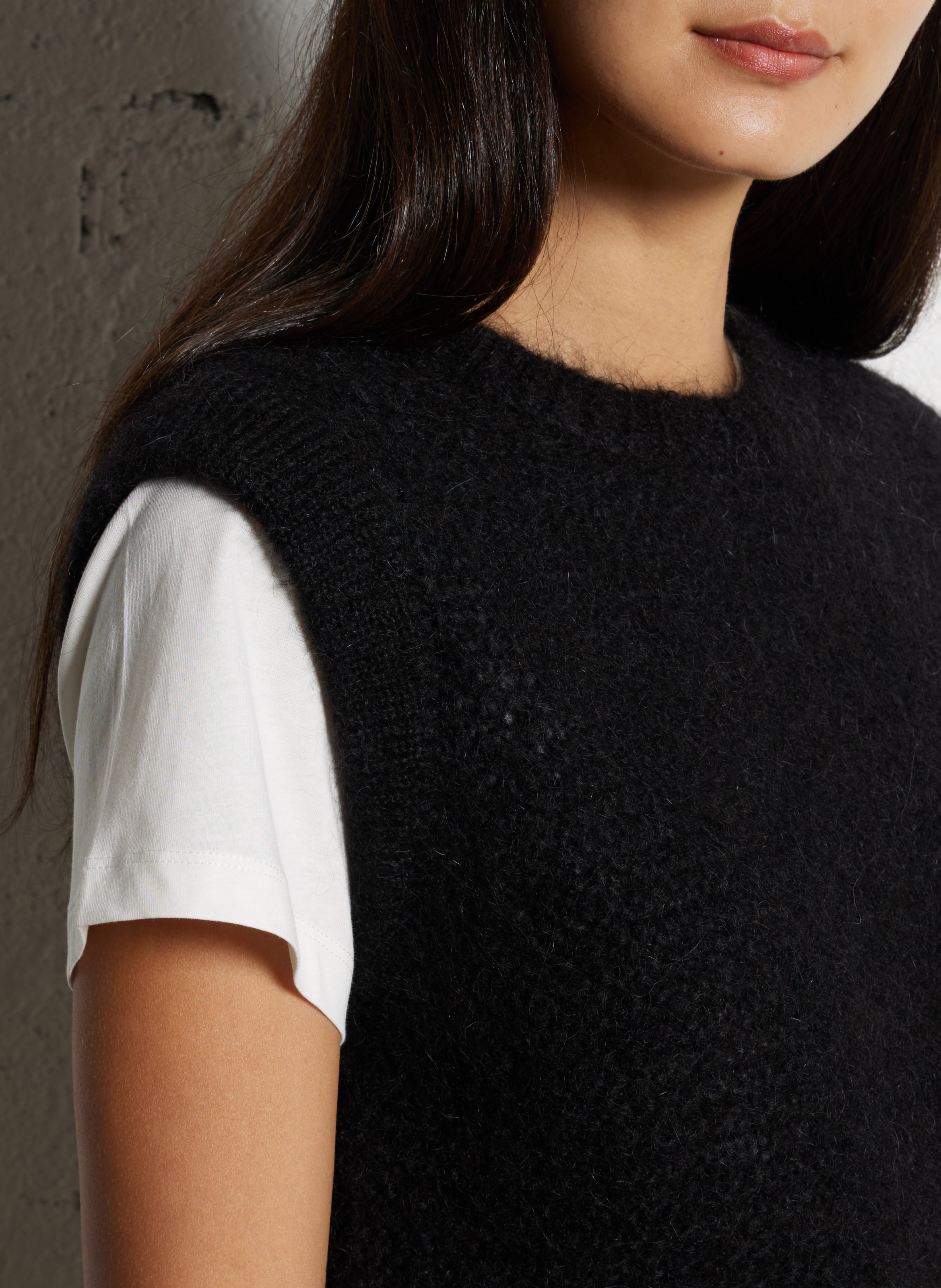 Pull sans manches col rond en laine mélangée SUD EXPRESS Noir