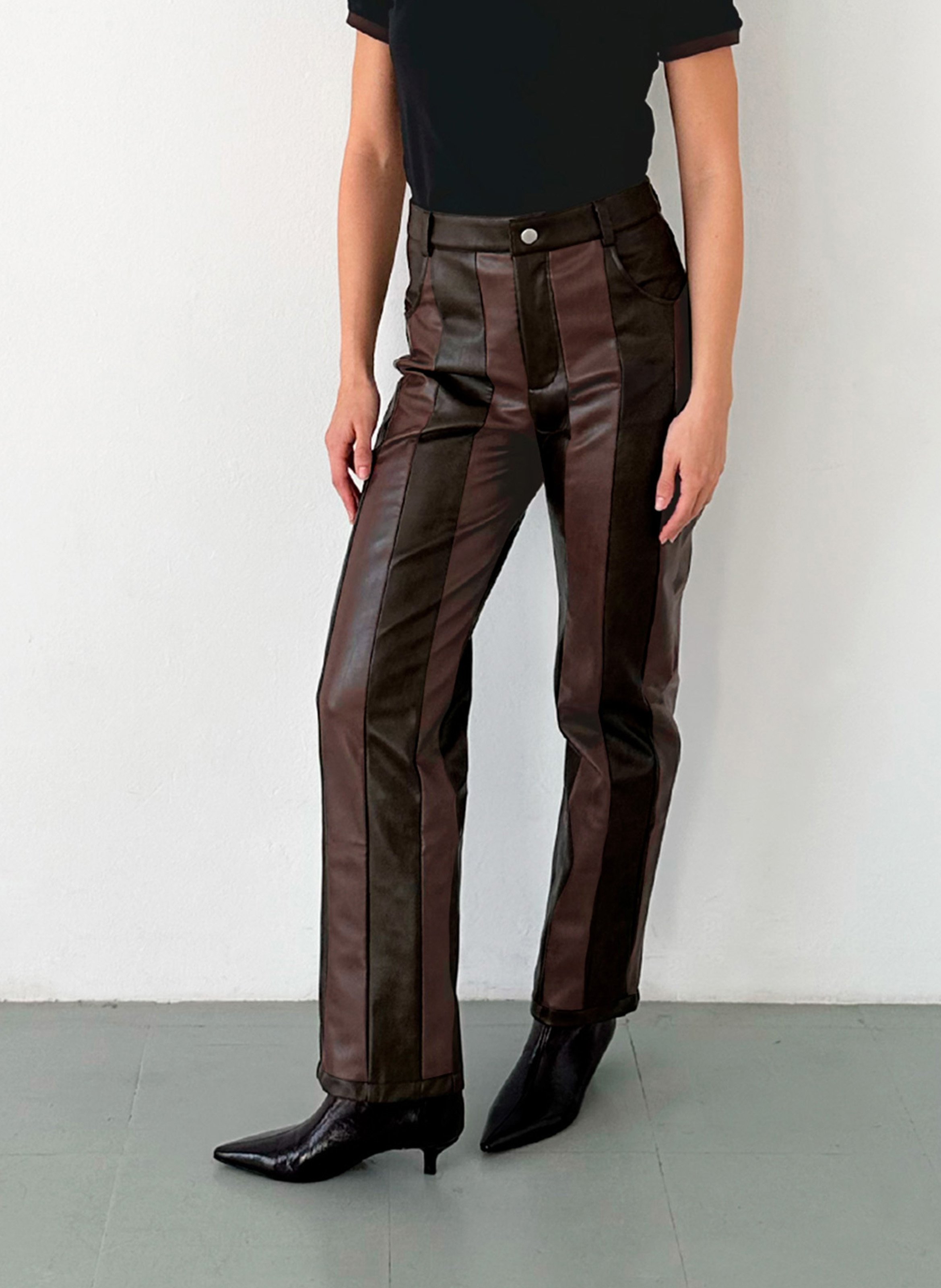 Leather-effect straight-leg pants LAAGAM Brown