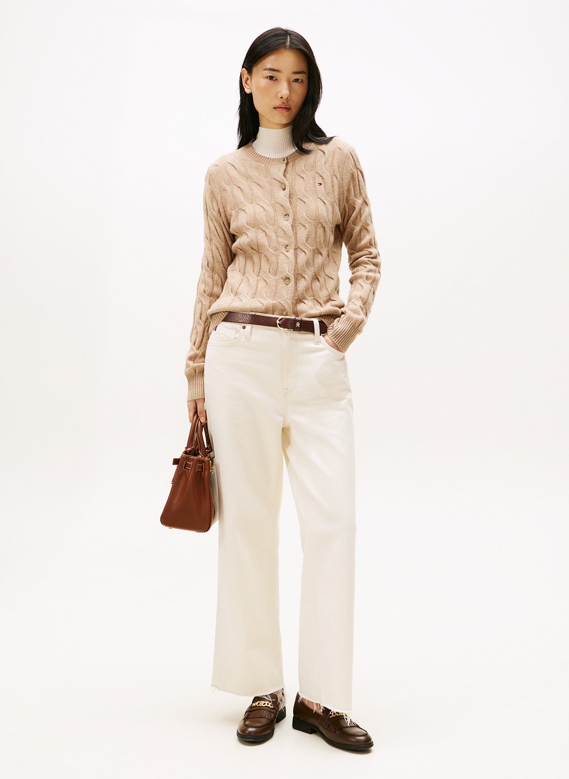 Gilet col rond en laine TOMMY HILFIGER Beige