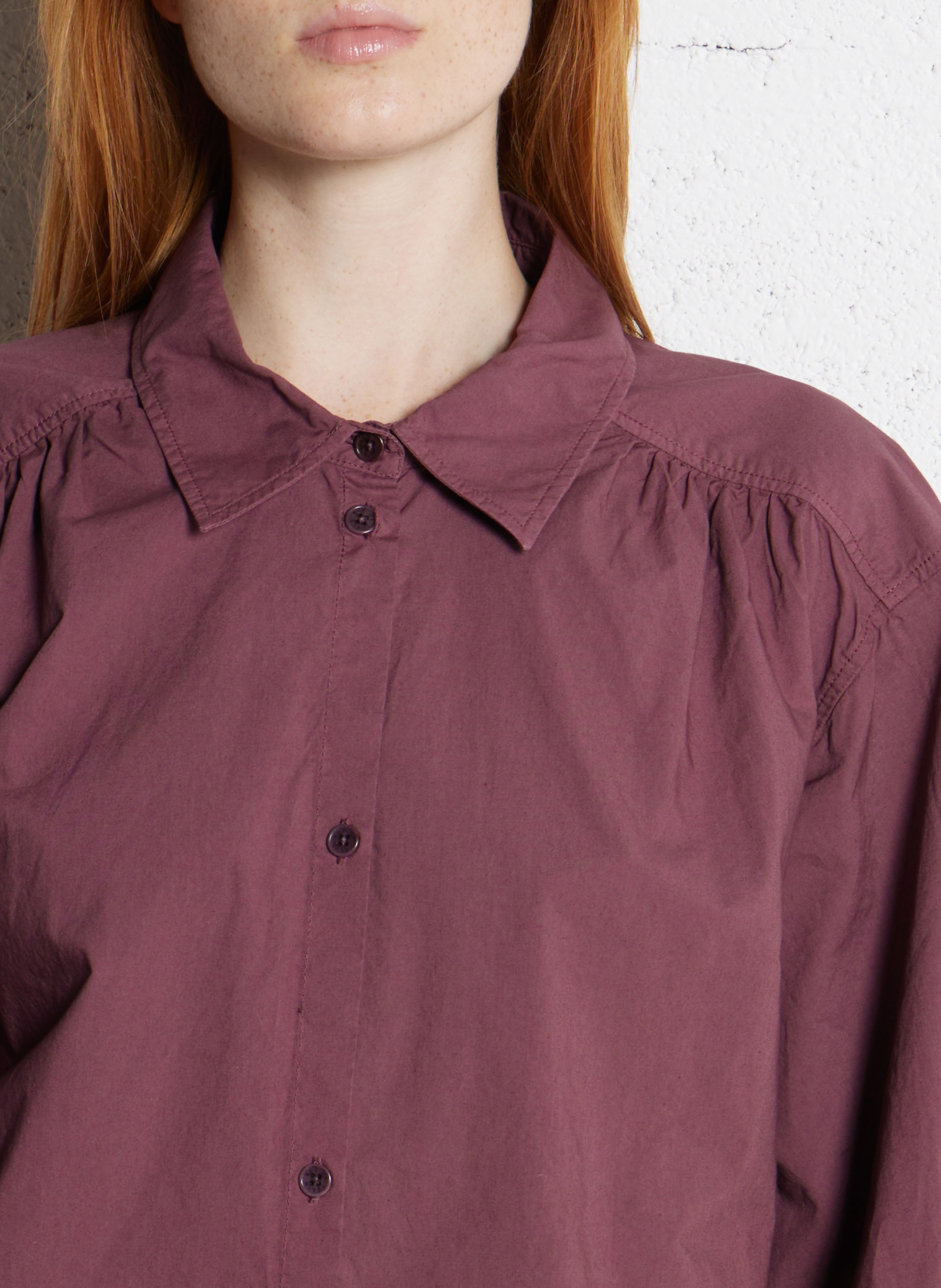 Ruimvallende blouse van biokatoen met klassieke kraag RUE DE TOKYO Paars