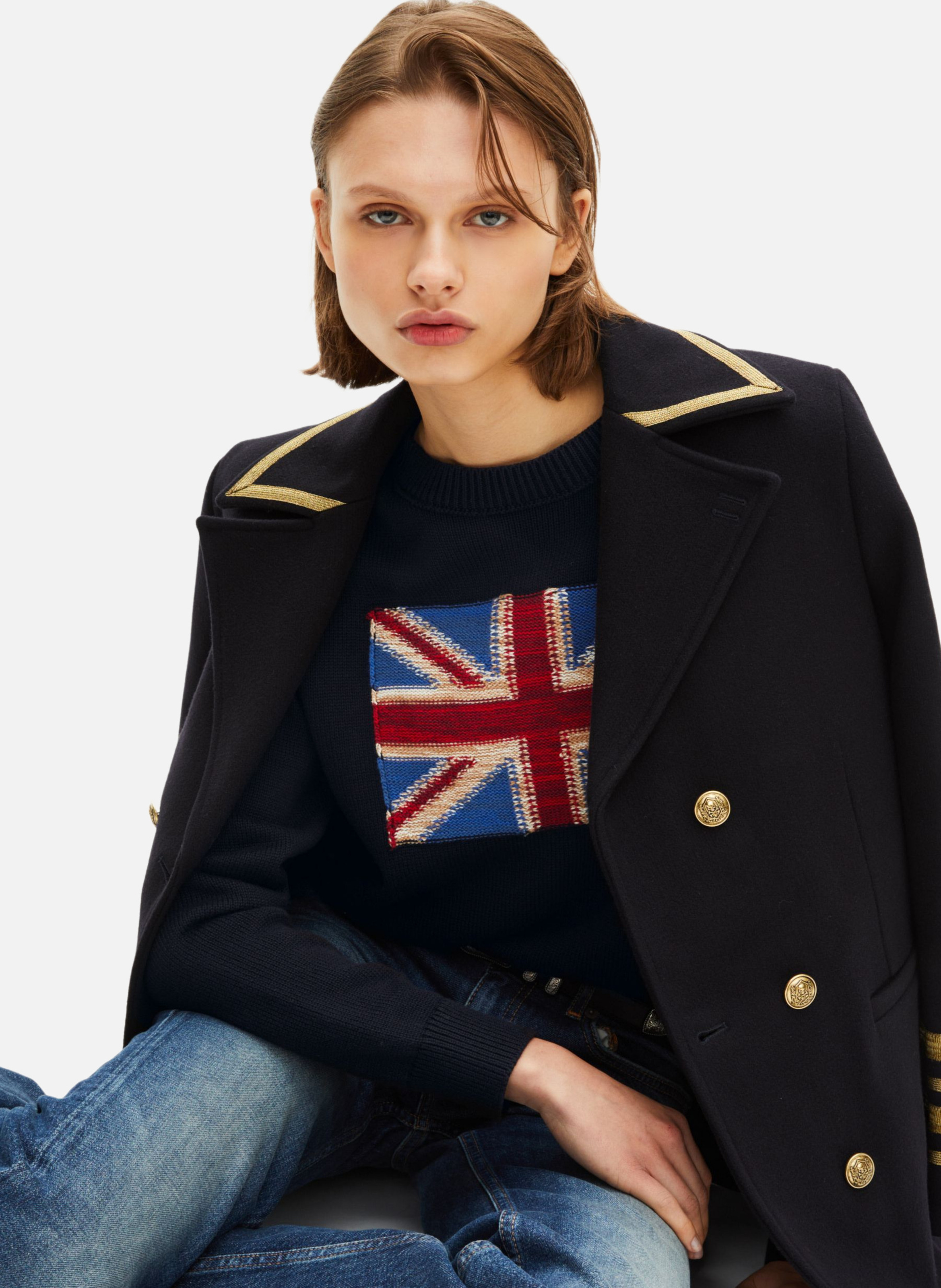 Cotton English flag sweater THE KOOPLES Blue