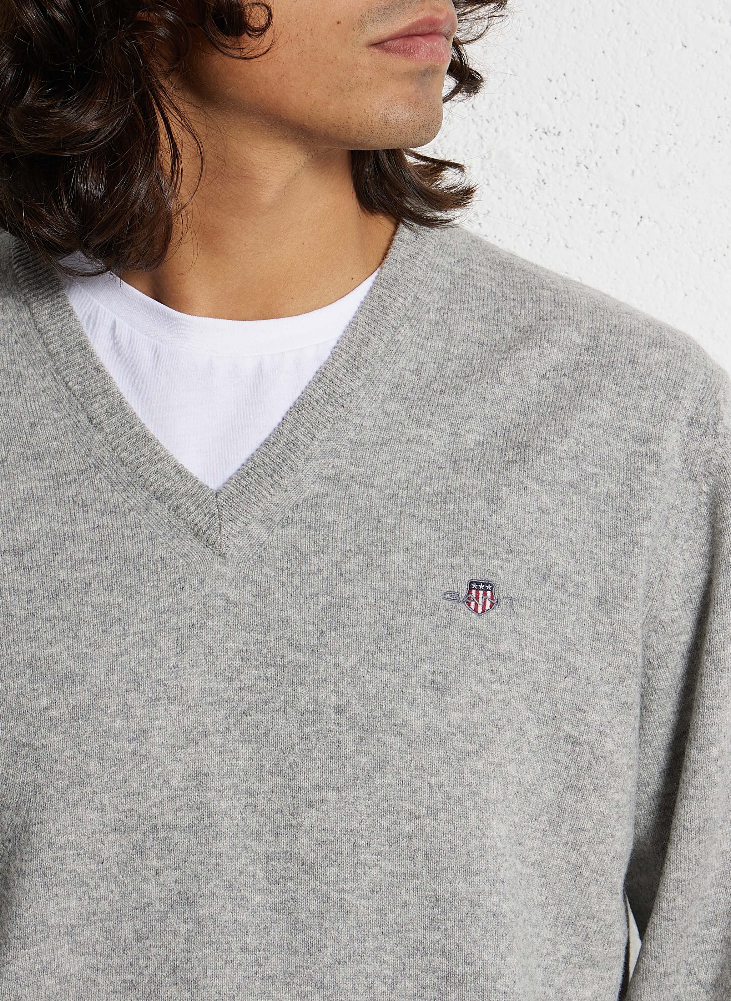 Wool V-neck sweater GANT Grey
