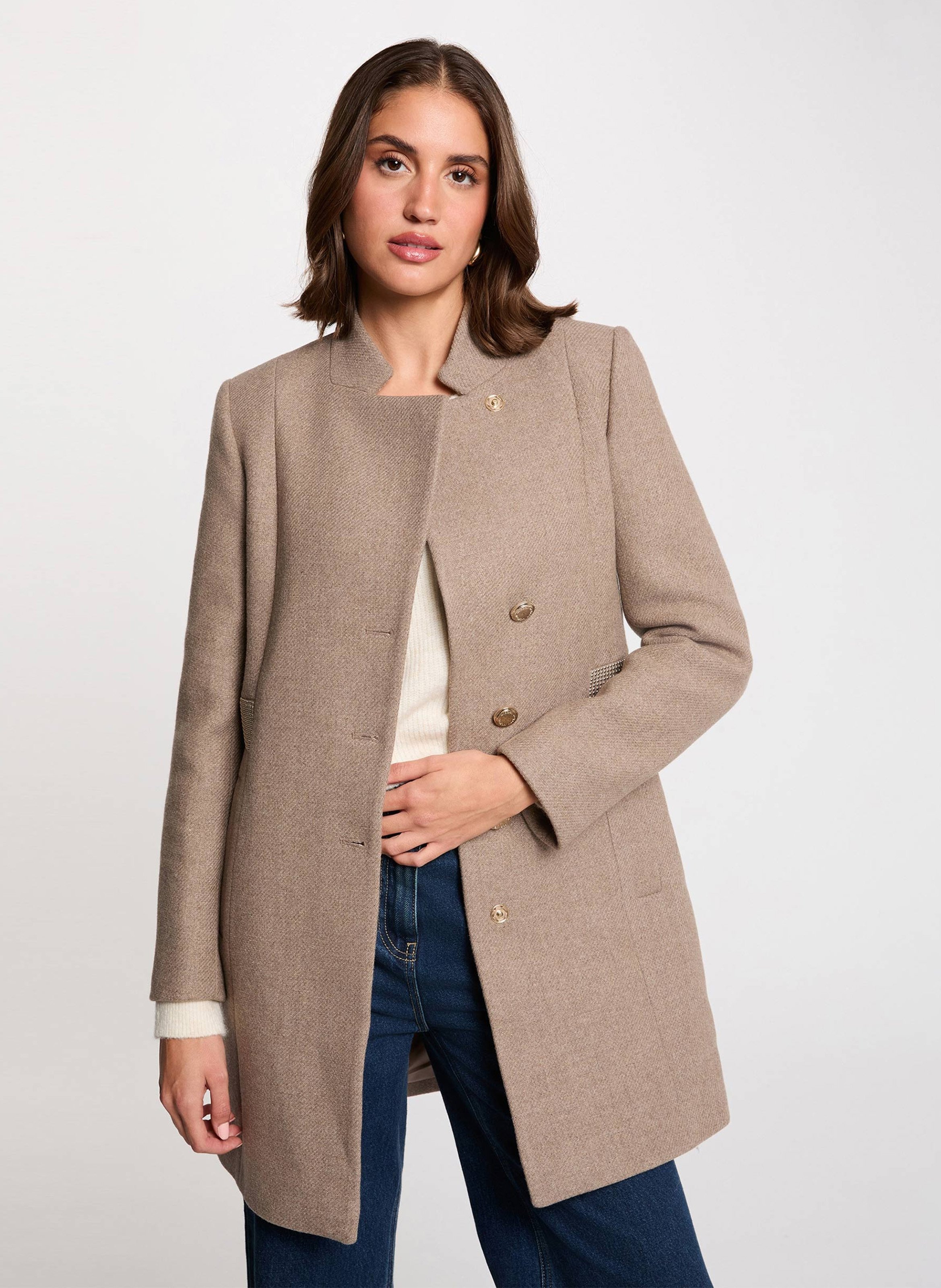 Jas met opstaande kraag MORGAN Beige