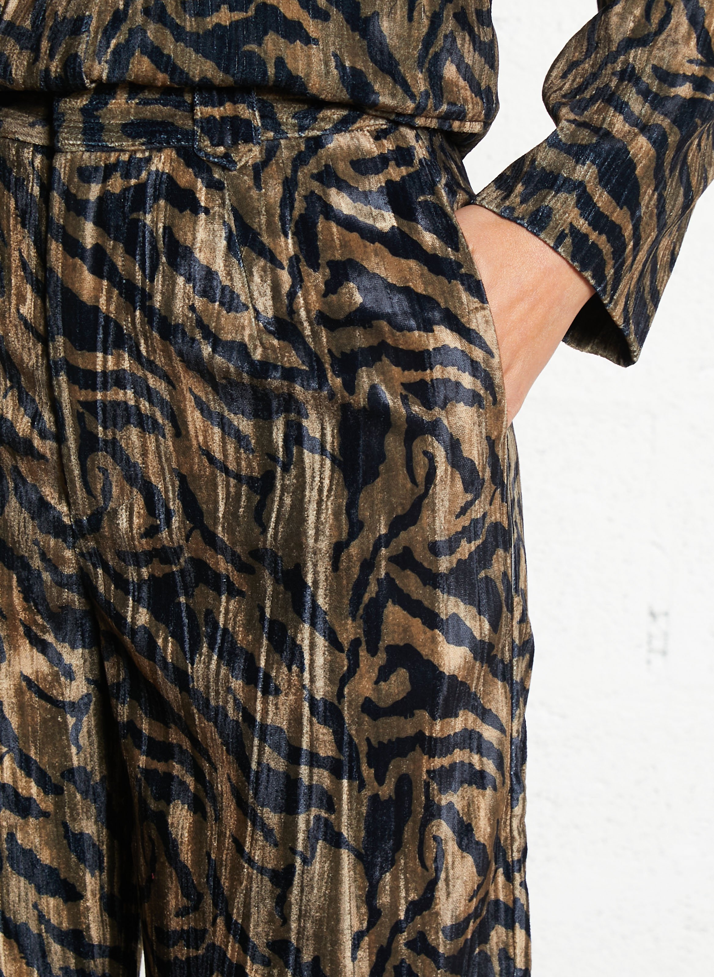 Pantalon large imprimé en velours SEE U SOON Kaki