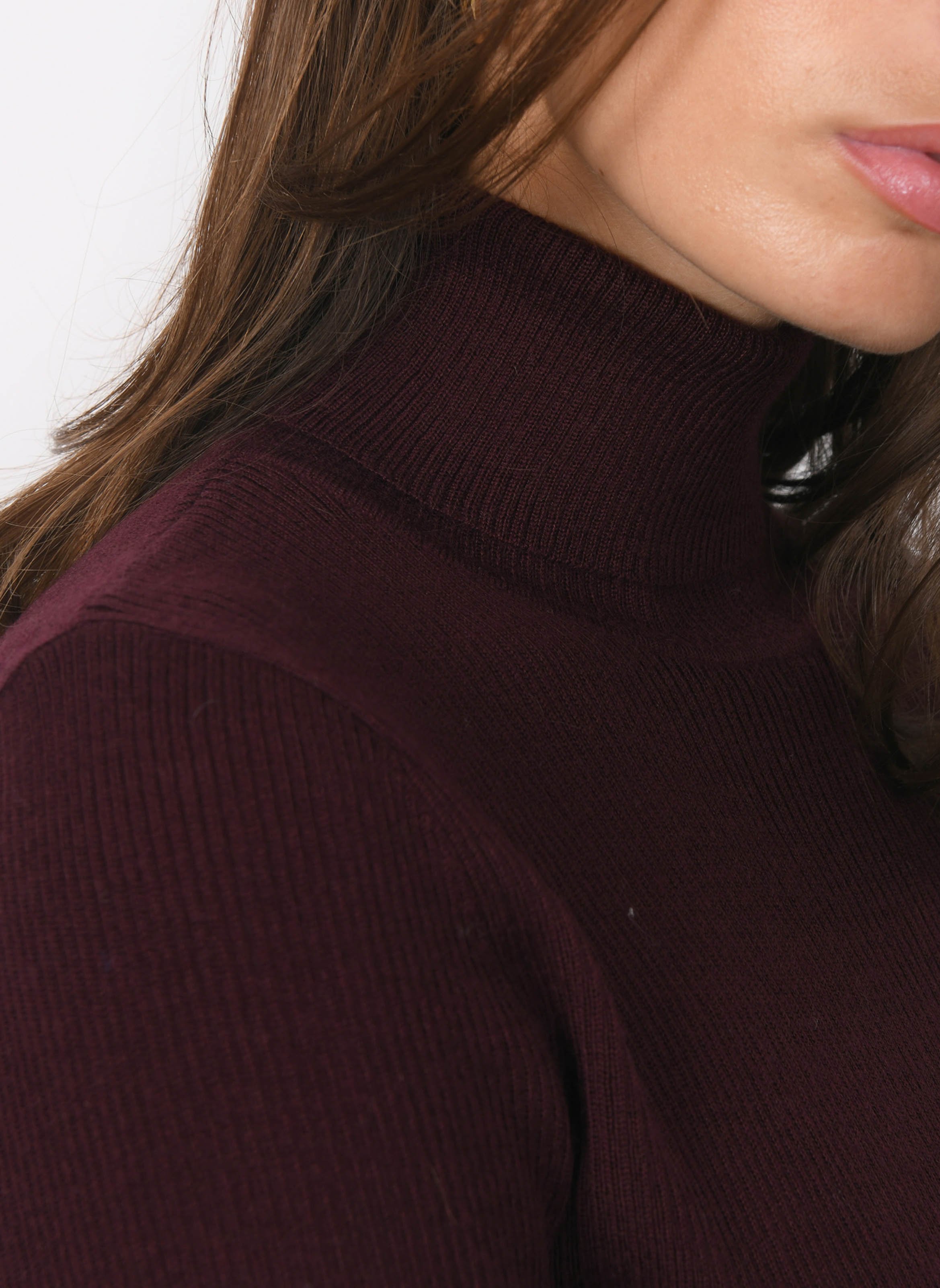 Pull cintré col roulé en laine mélangée KOOKAI Rouge