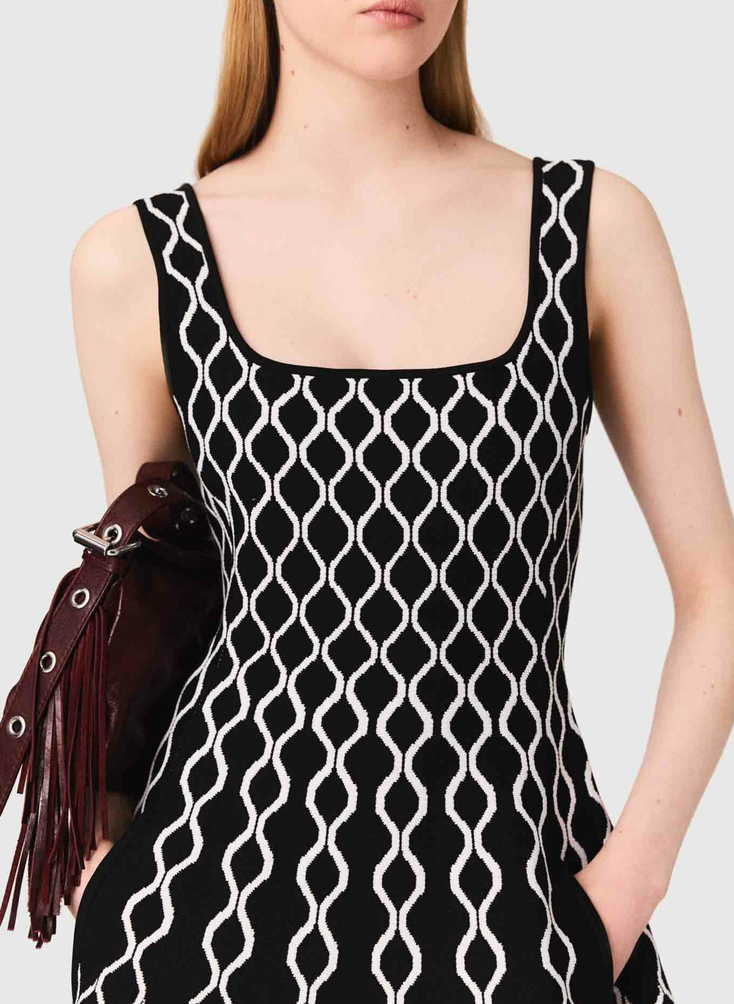 Jacquard-knit short dress MAJE Black