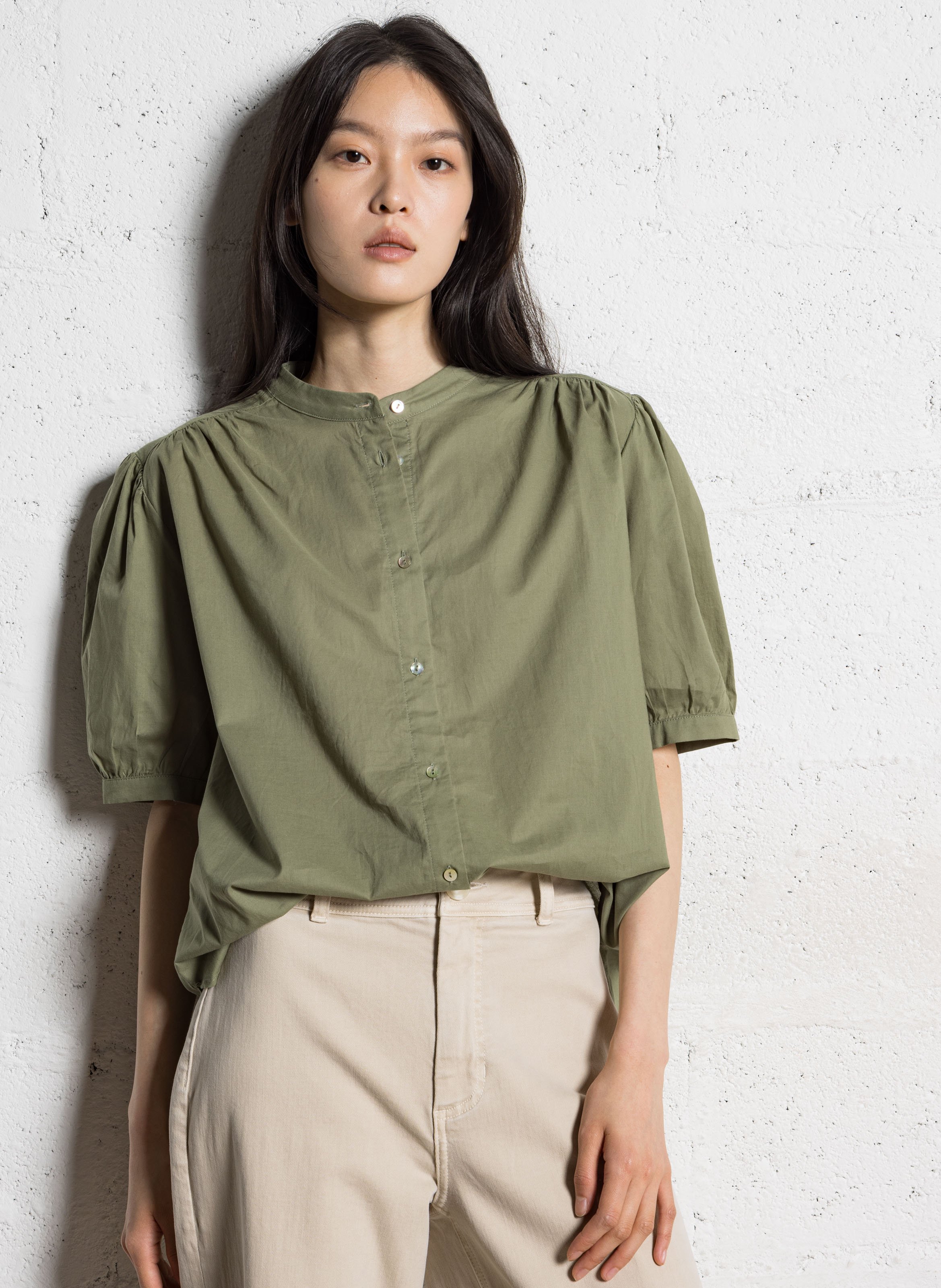 Oversize-Baumwollhemd mit klassischem Kragen JC SOPHIE Grun