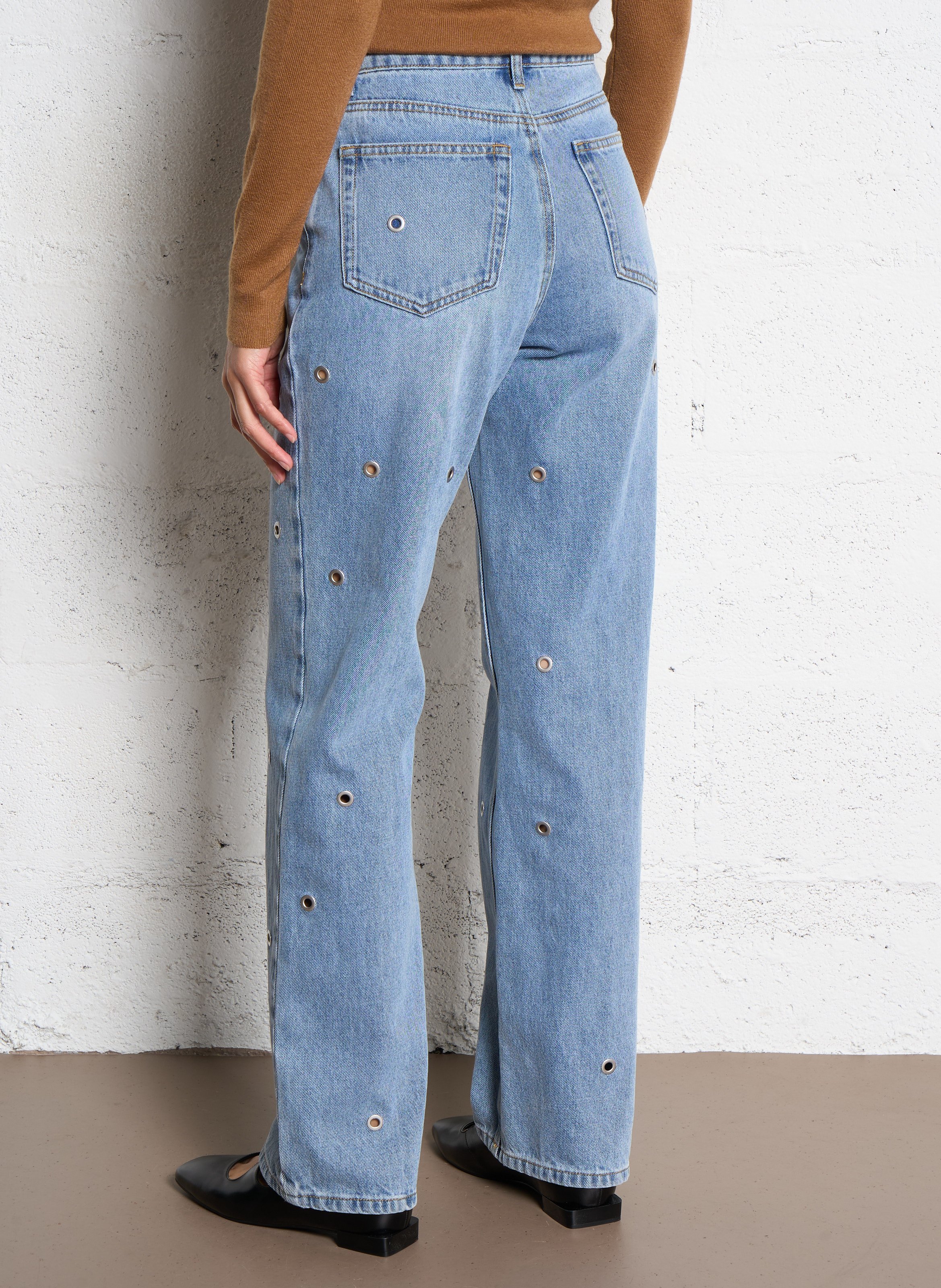 Jean droit en coton SUNCOO Bleu