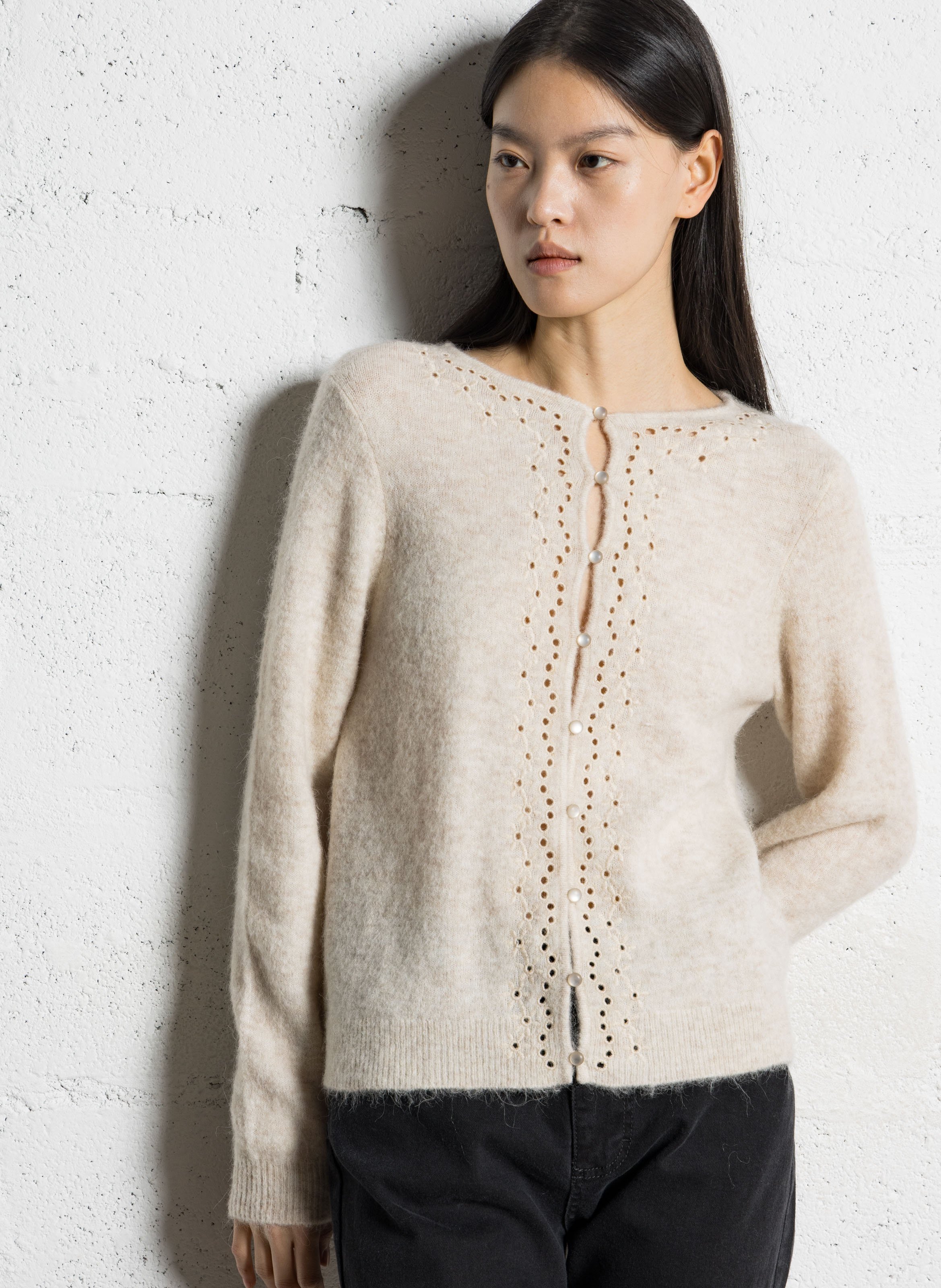 Gilet droit col rond en laine mélangée SUD EXPRESS