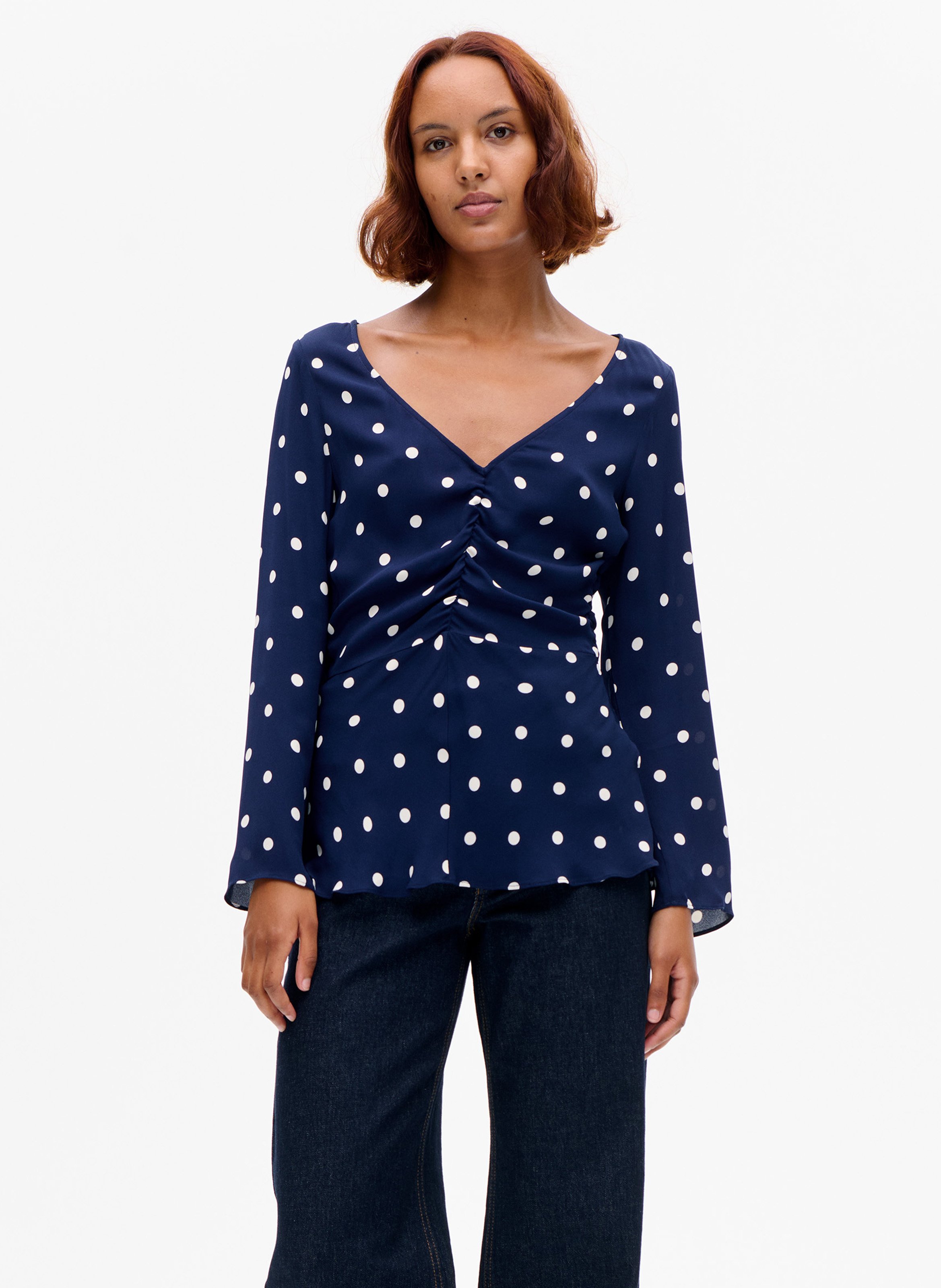 Top cintré froncé à pois BAUM UND PFERDGARTEN Bleu