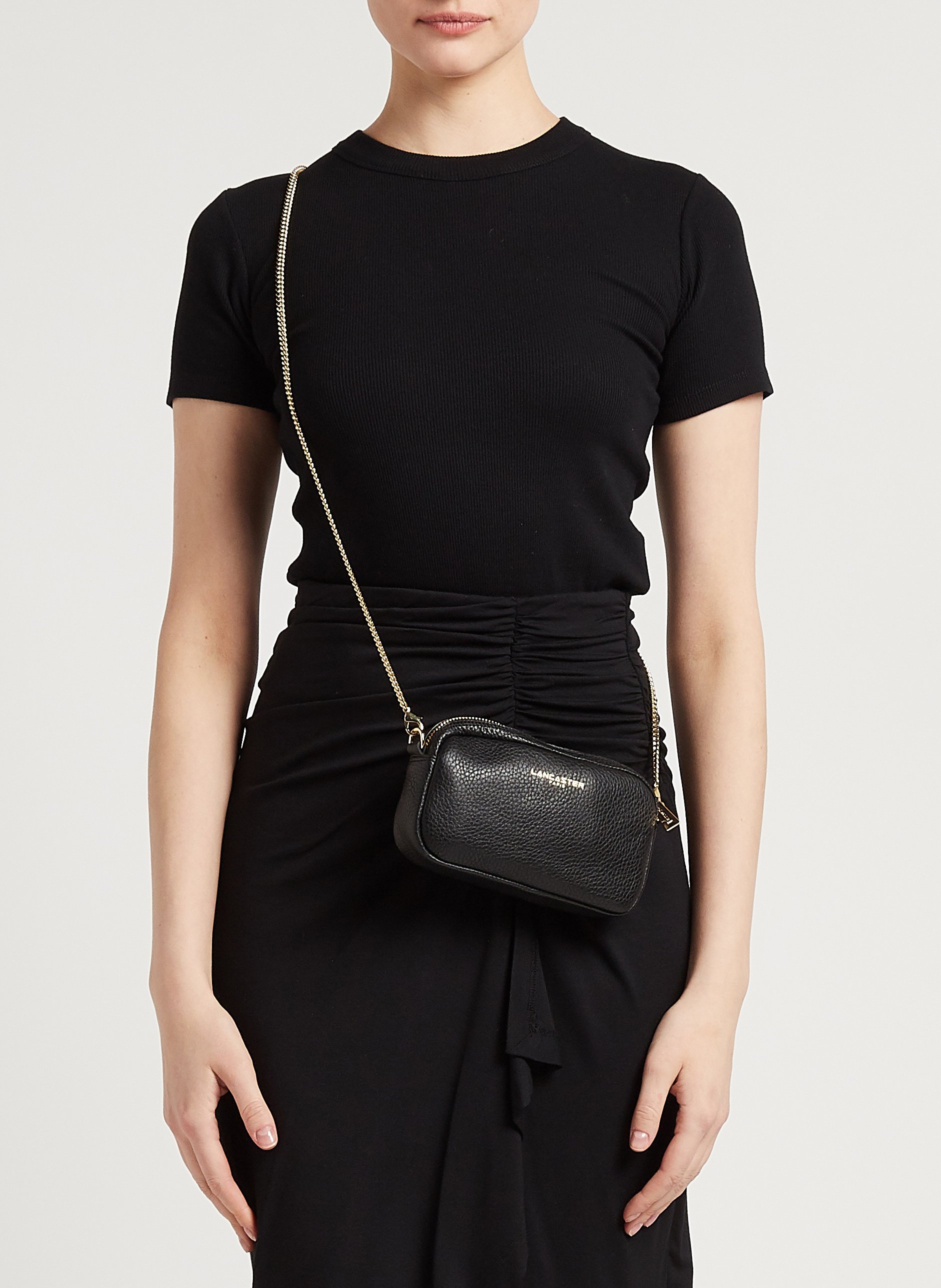 Kleine, leren schoudertas LANCASTER PARIS Zwart