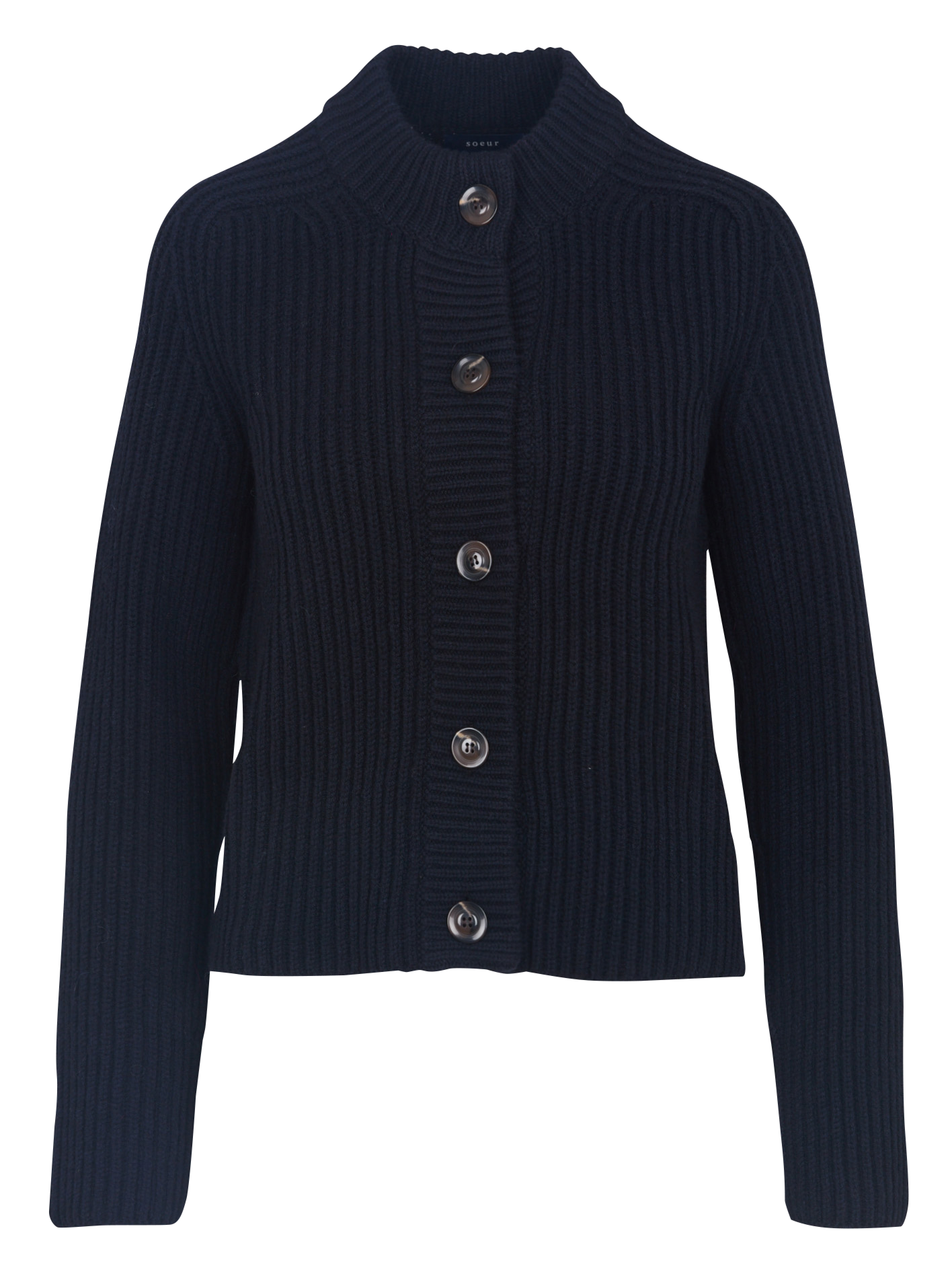 Straight wool button-up cardigan SOEUR Blue