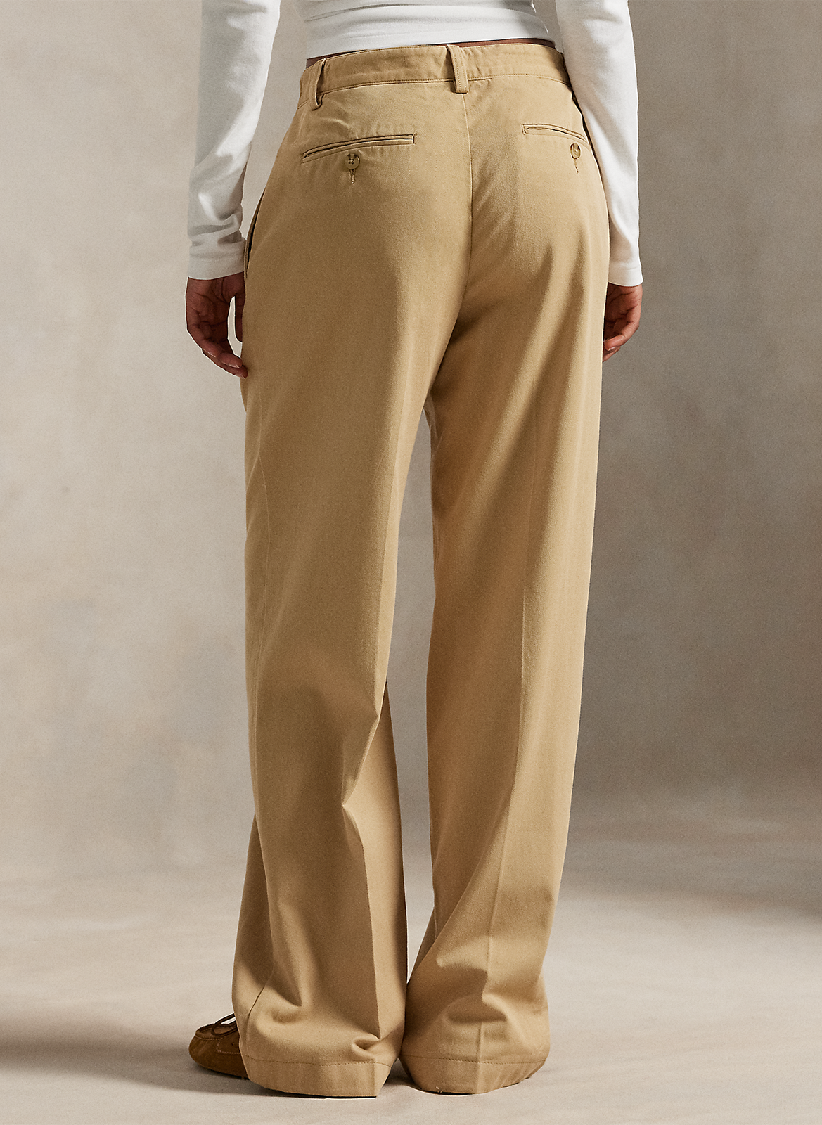 Straight pleated cotton-blend pants POLO RALPH LAUREN Beige