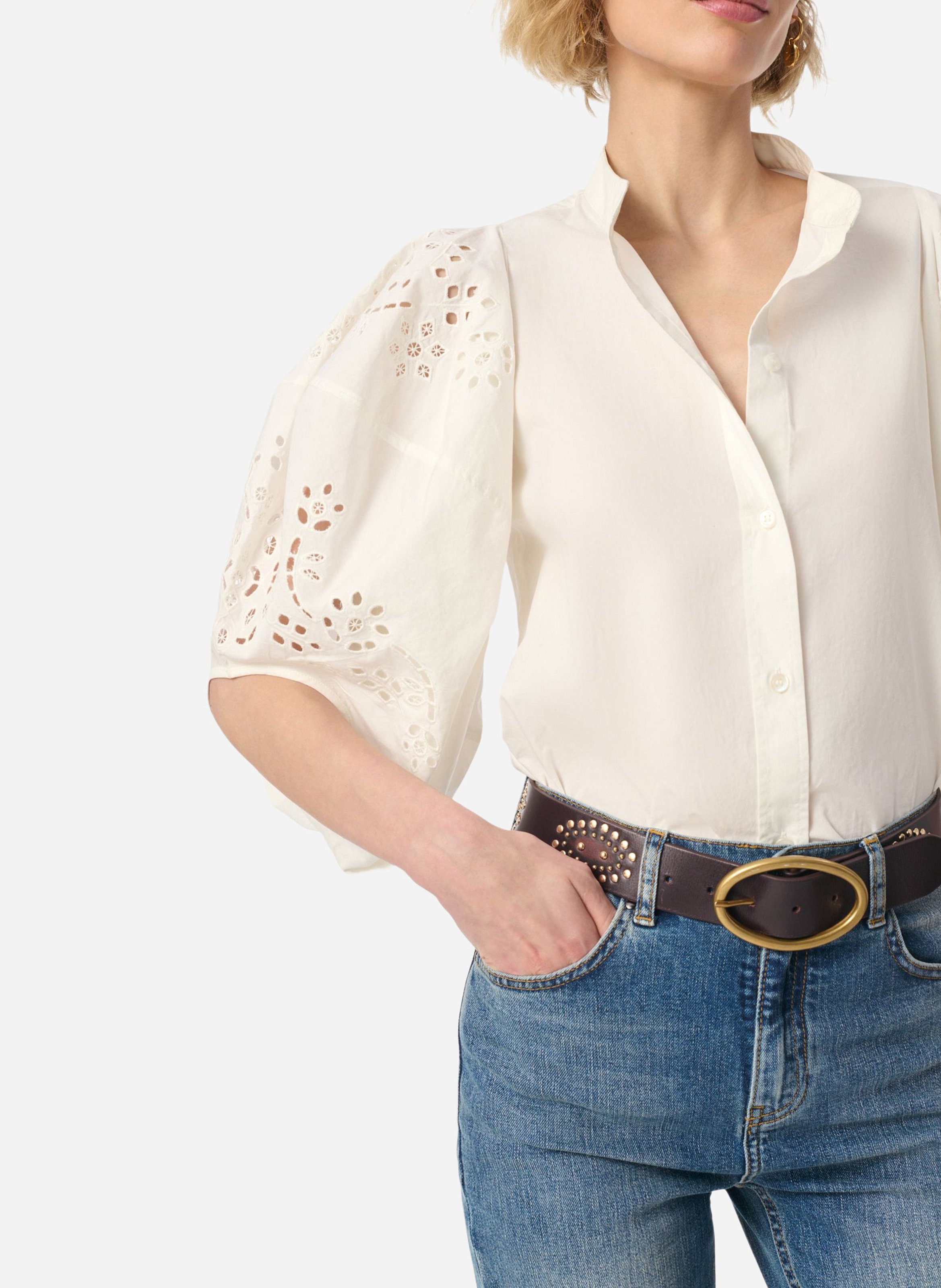 Chemise manche bouffantes dentelle VANESSA BRUNO Blanc