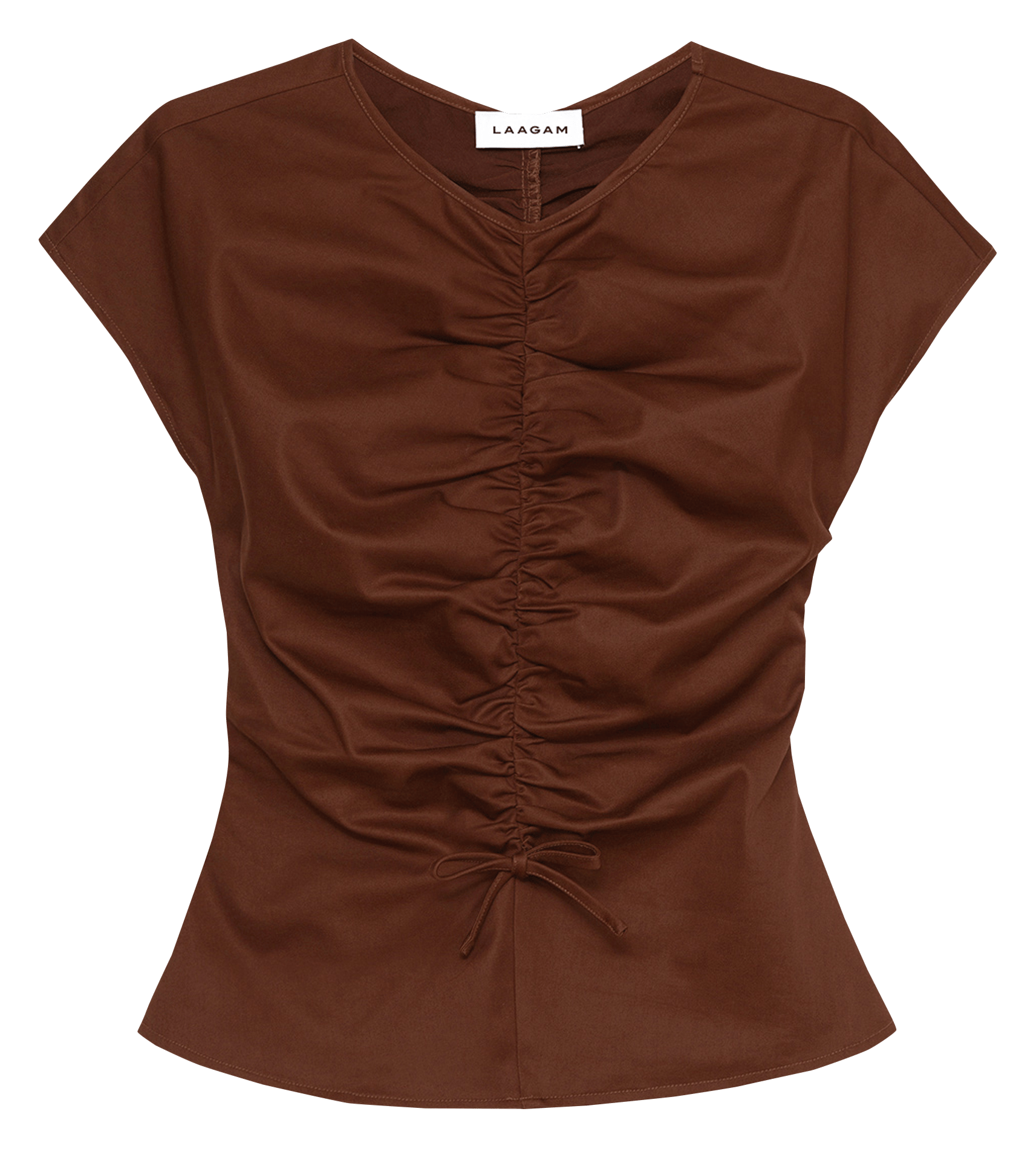 Top con frunces cuello redondo LAAGAM Marron