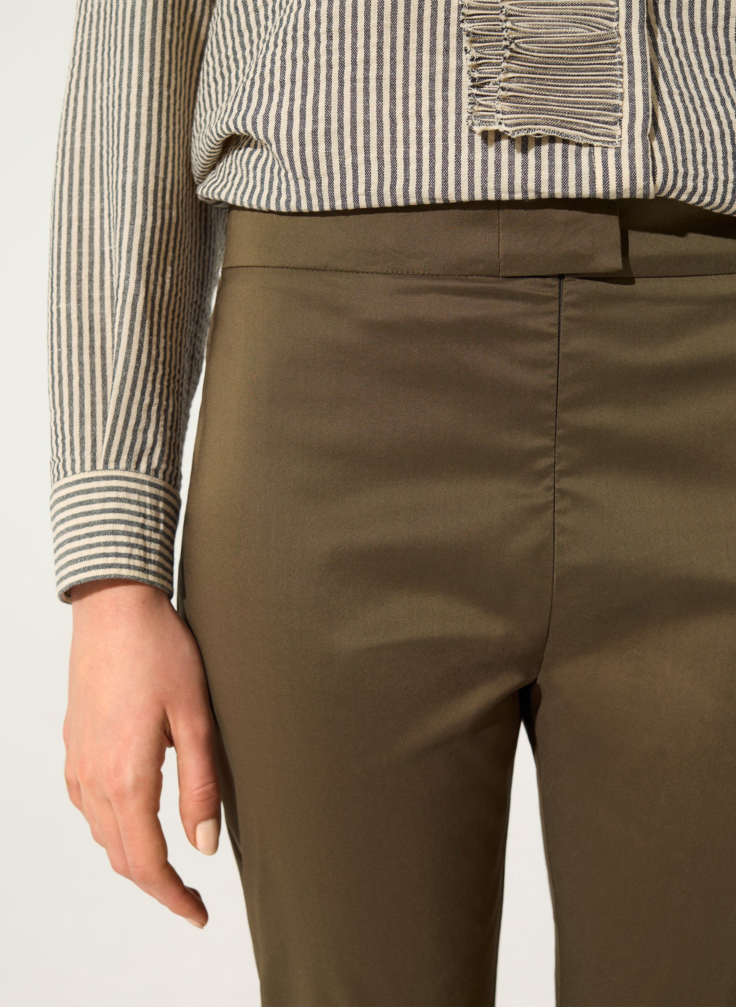 Cropped cotton-blend pants COTELAC Brown
