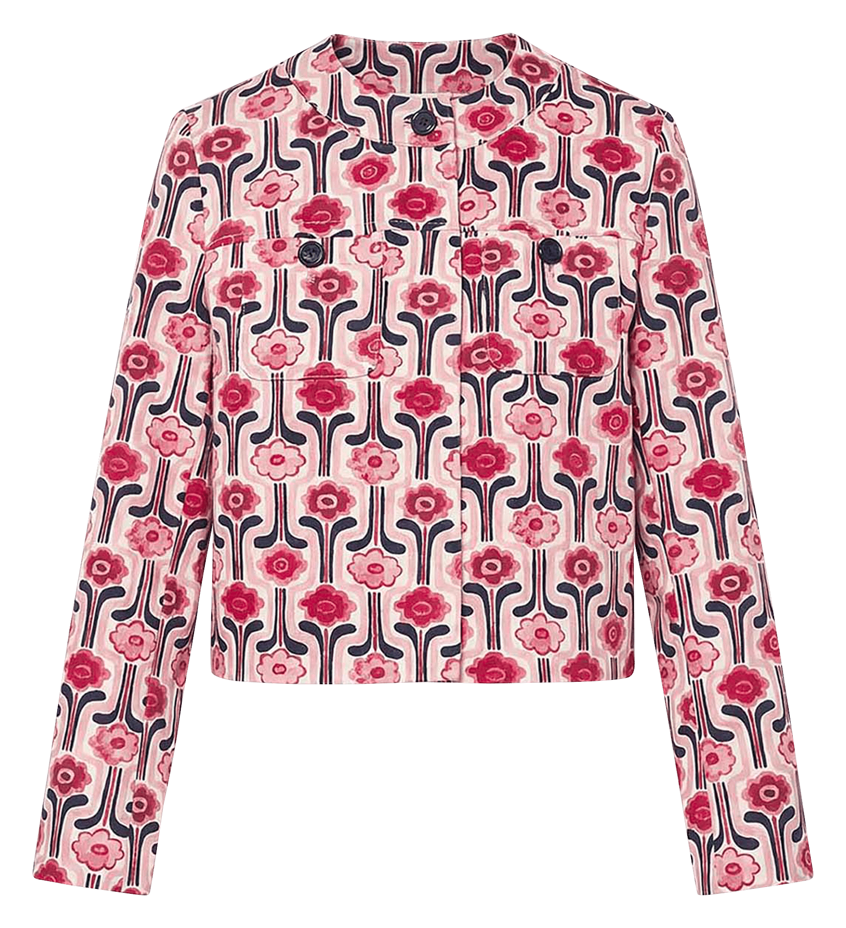 Veste droite col rond en coton mélangé imprimé TARA JARMON Rose