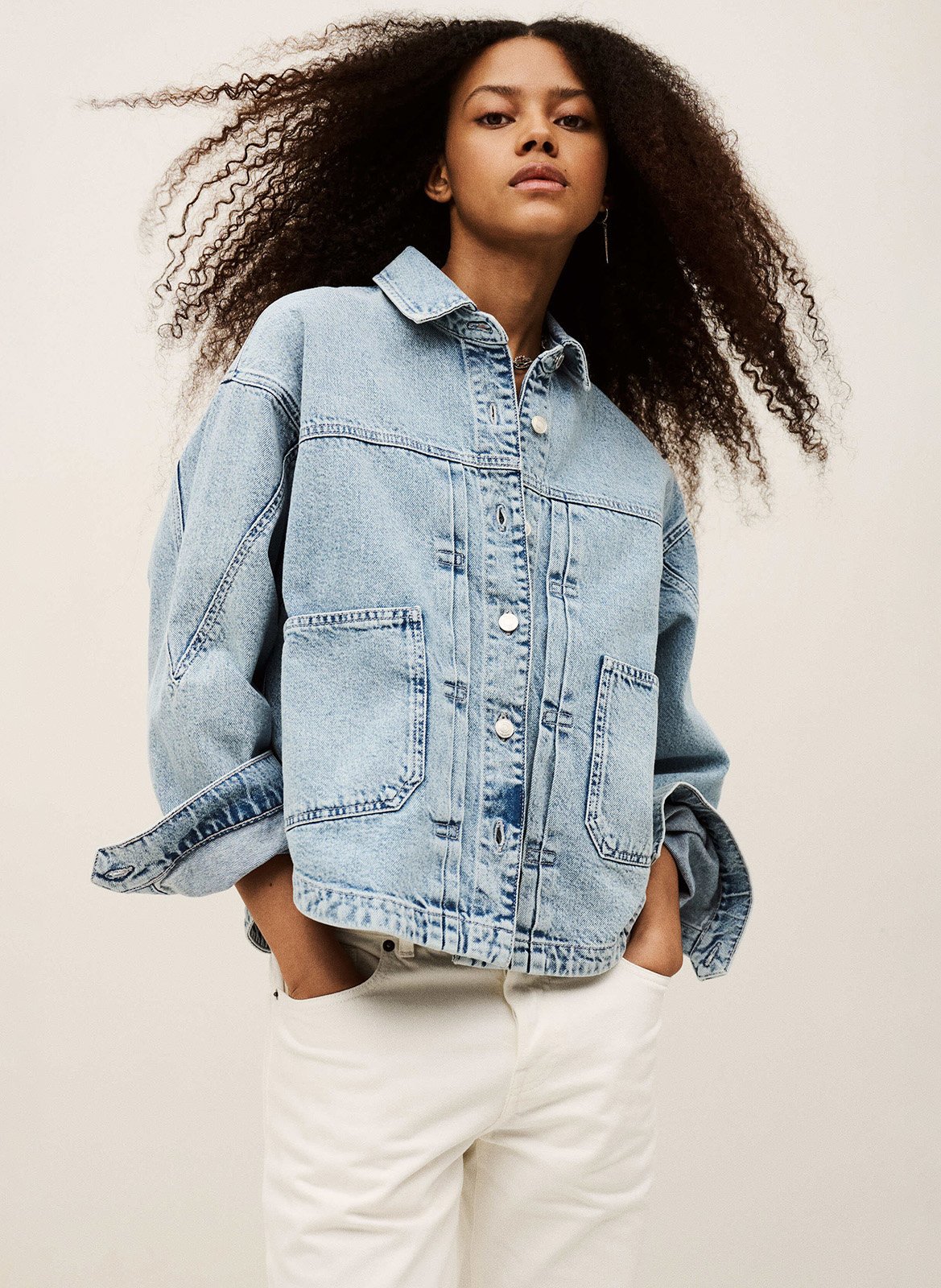 Veste ample boutonnée en jean délavé  BA&SH Bleu