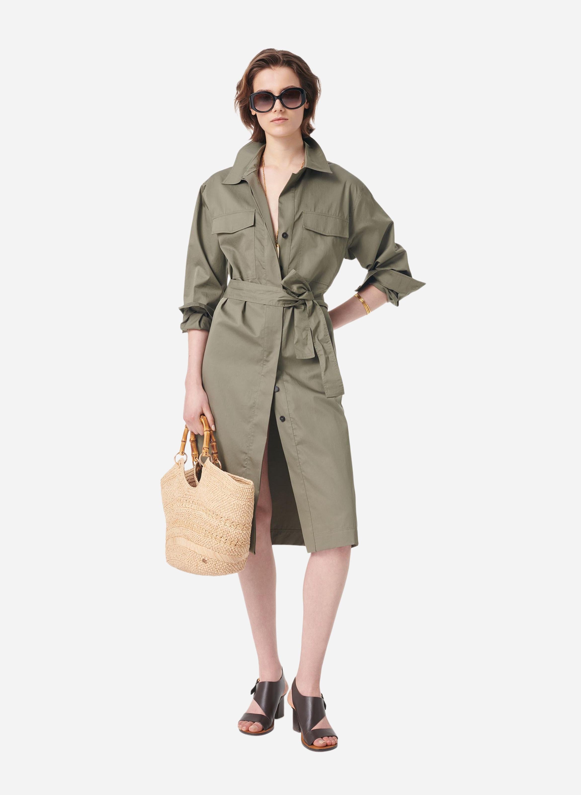 Robe midi col classique en coton VANESSA BRUNO Vert