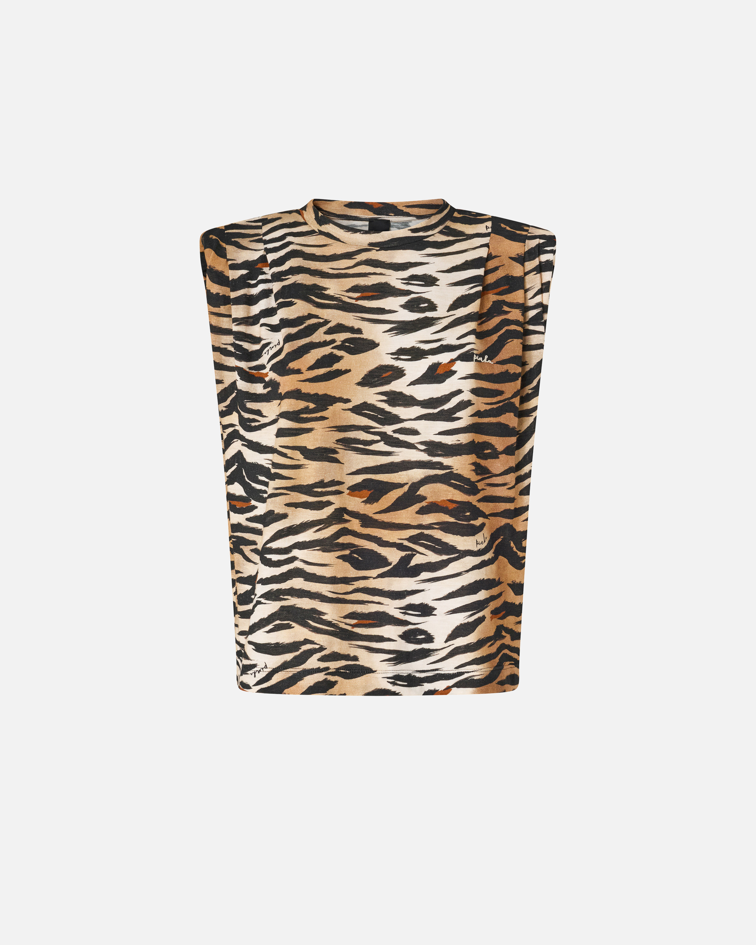 Sleeveless t-shirt with tiger print PINKO Multicolored
