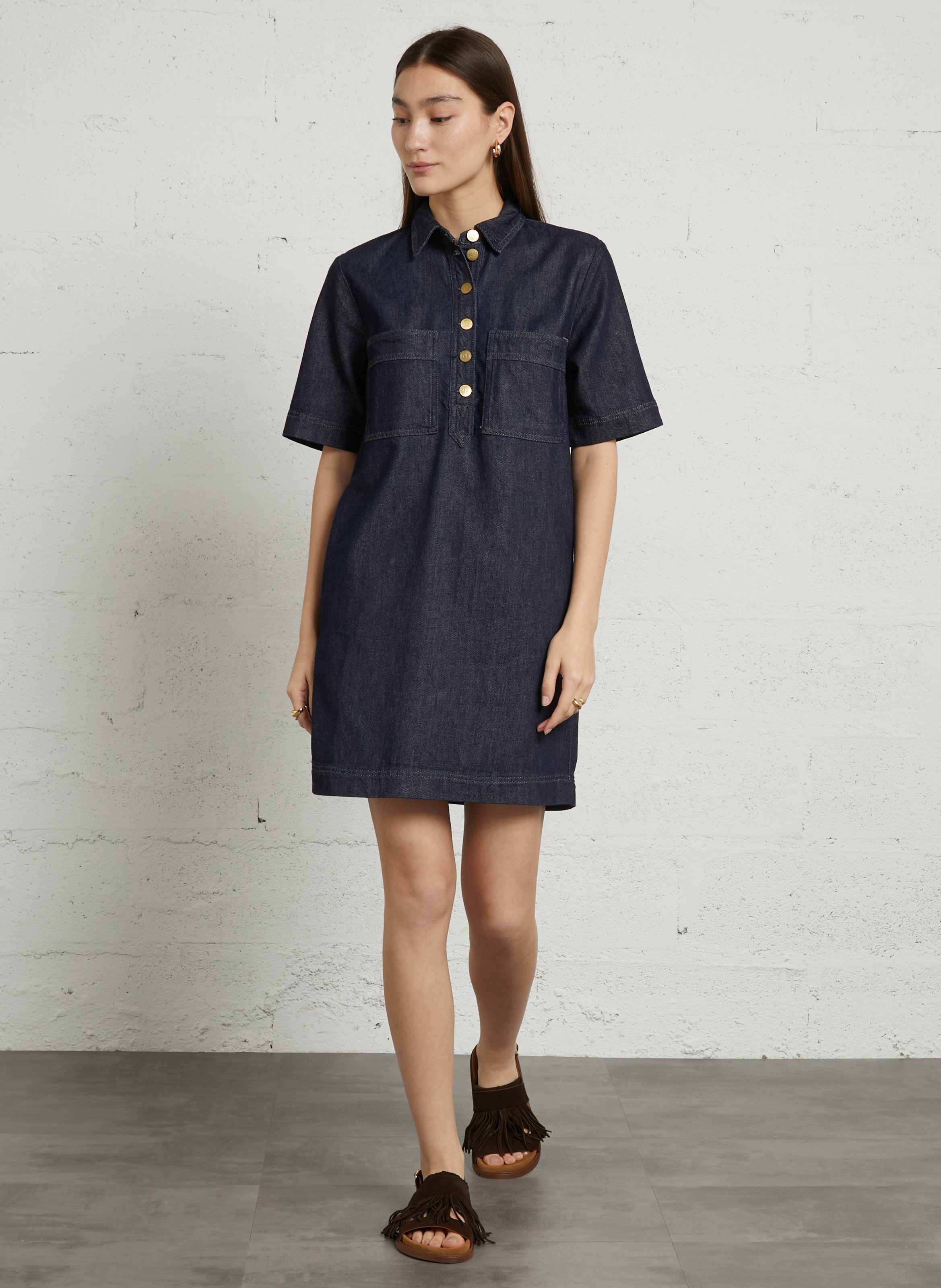 Denim midi dress LE TEMPS DES CERISES Blue