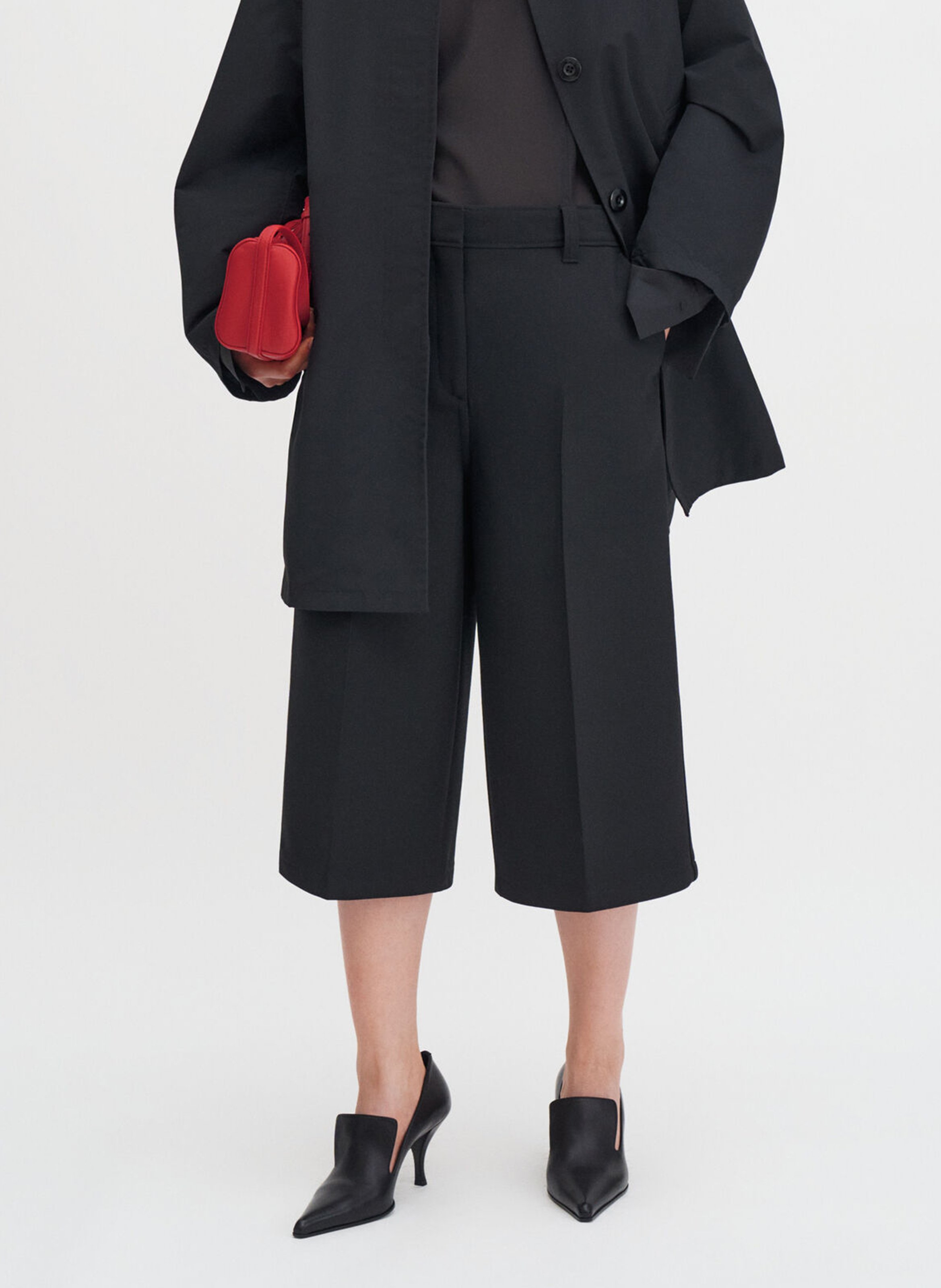 Bermuda large taille haute uni FILIPPA K Noir