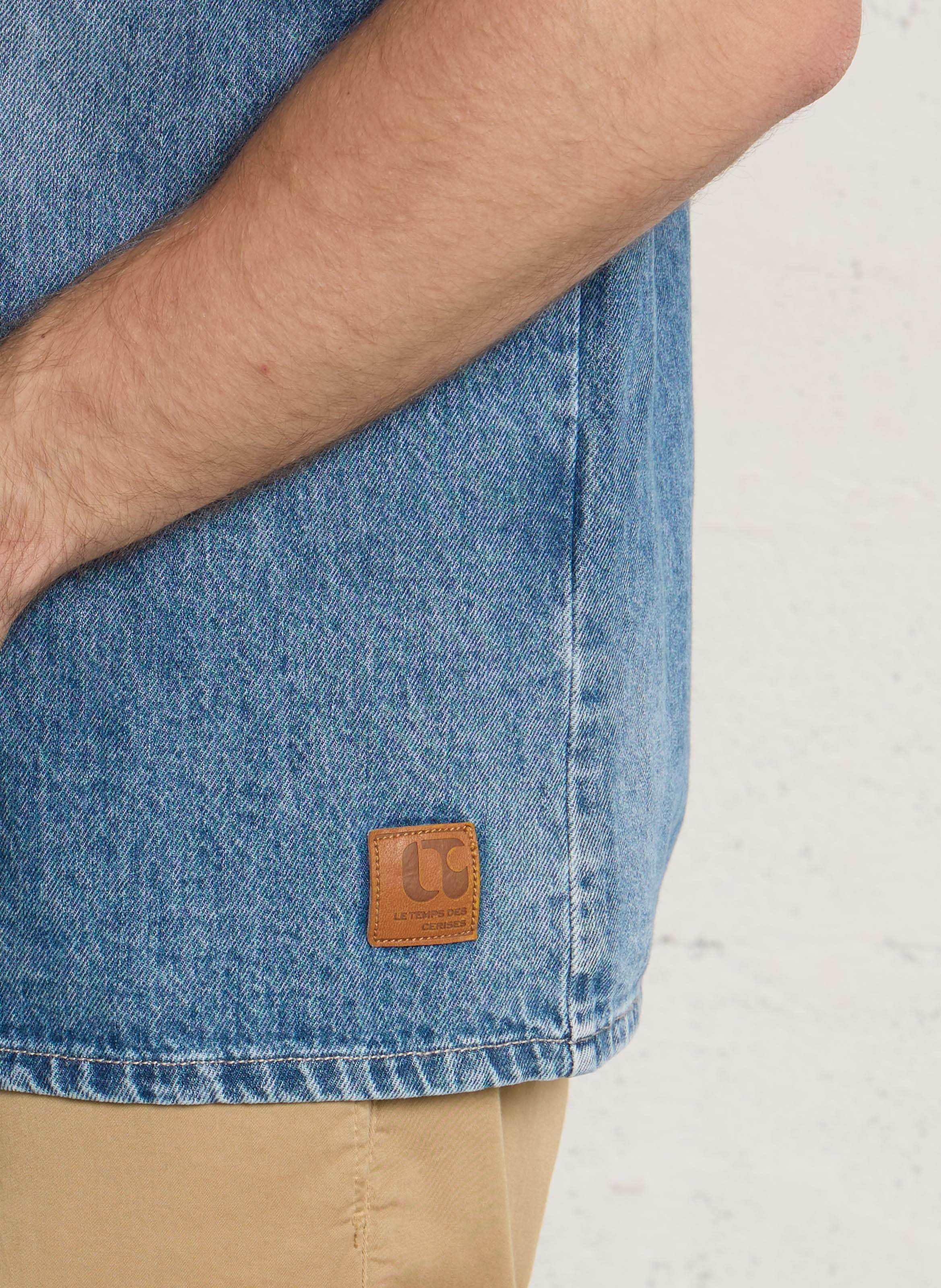 Fitted denim shirt in cotton LE TEMPS DES CERISES Blue
