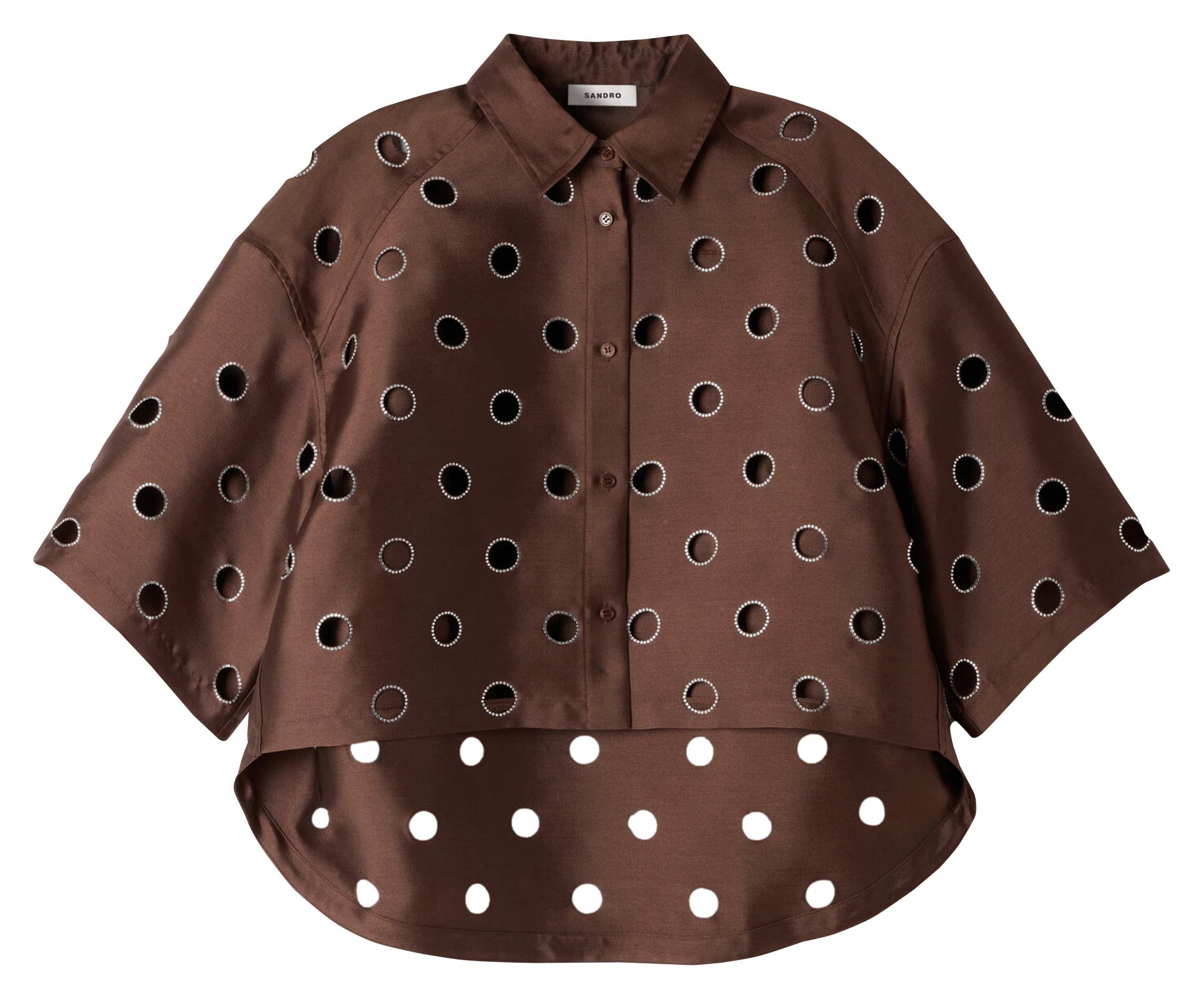 Oversized faux leather shirt SANDRO Brown