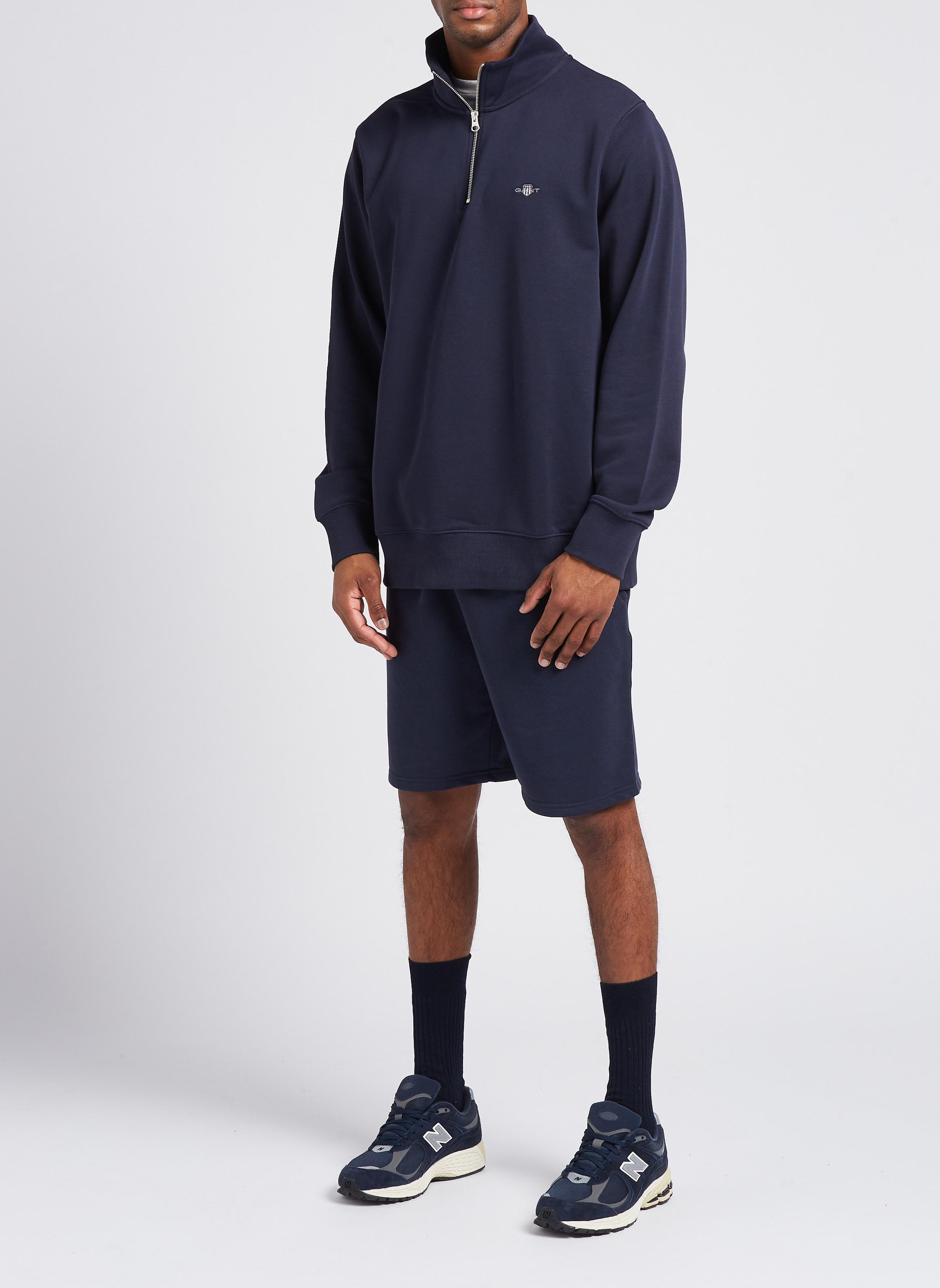 Pullover aus Baumwoll-Mix mit Reißverschluss-Kragen GANT Blau
