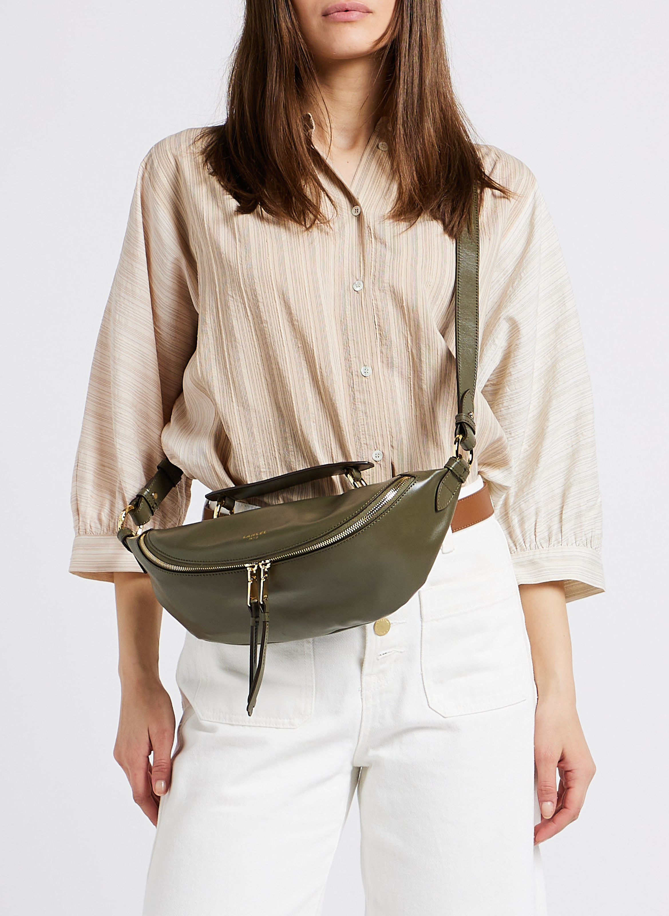 Sac bandoulière en cuir LANCEL Kaki