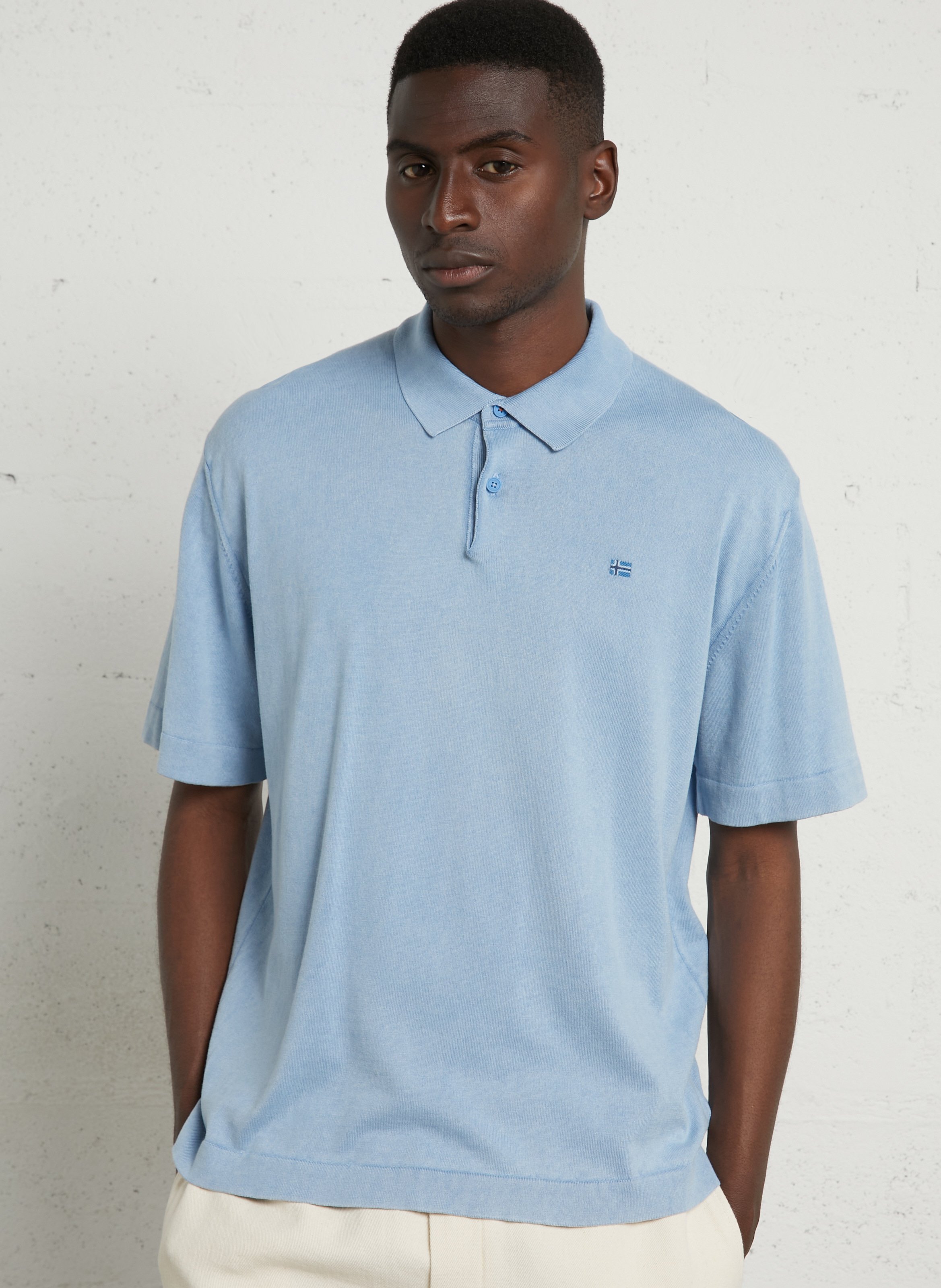 Solid knit straight polo NAPAPIJRI Blue