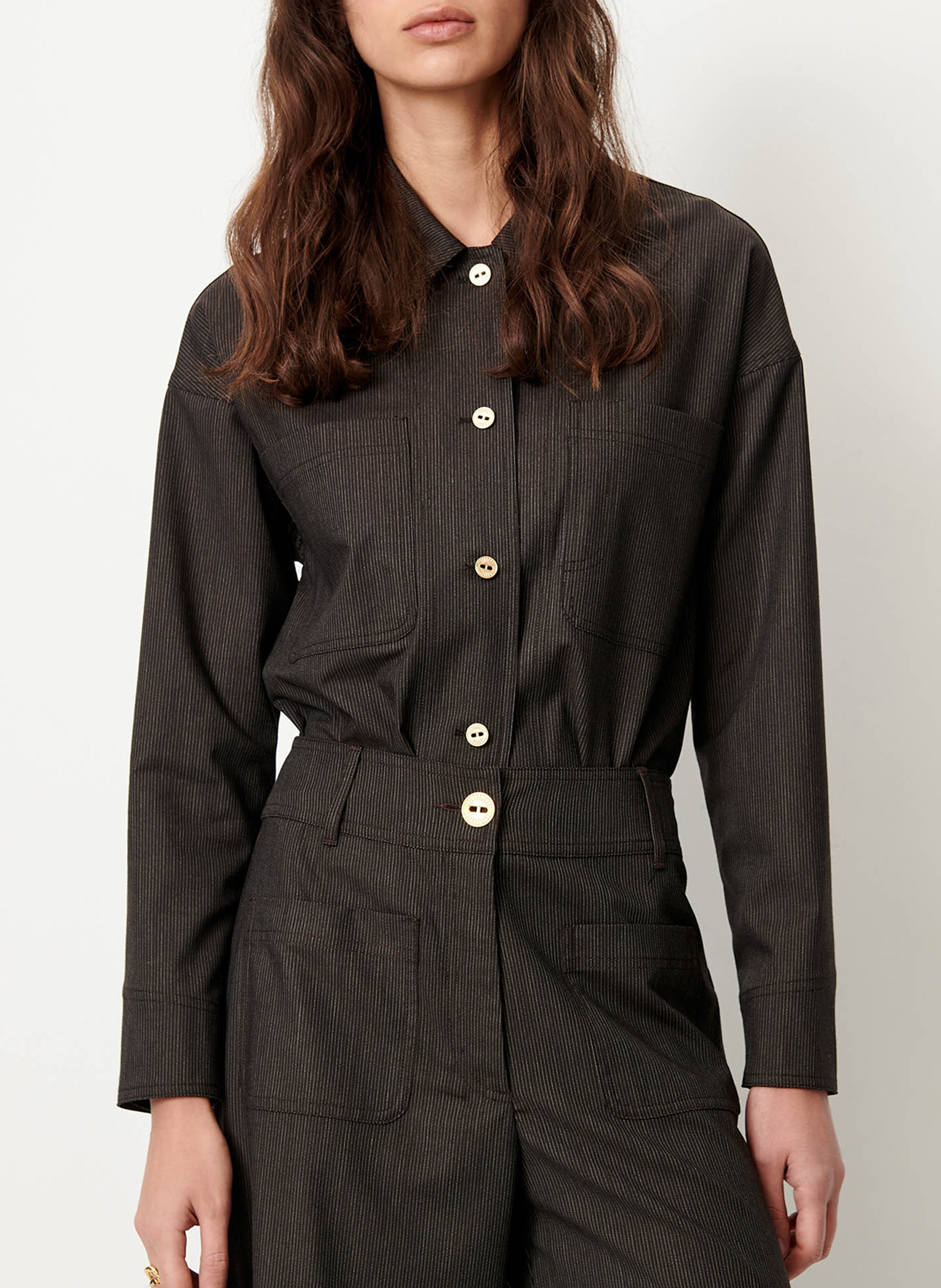 Recht overhemd met klassieke kraag - katoen/linnenblend SESSUN