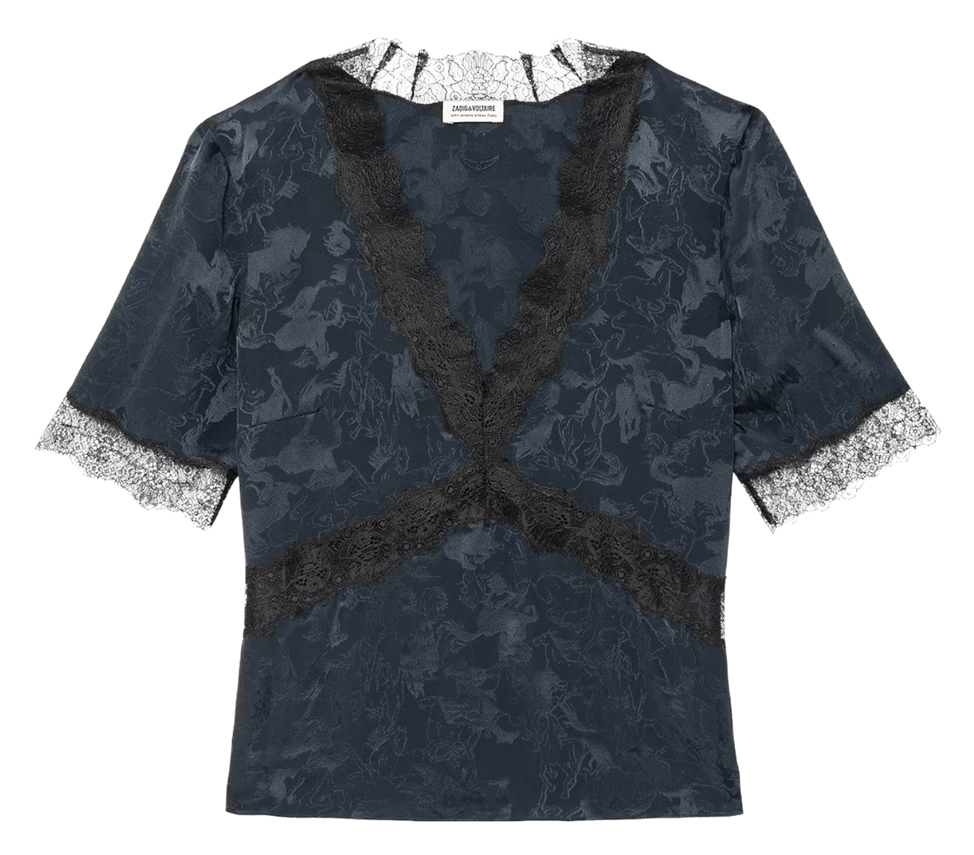 Silk printed V-neck straight top ZADIG&VOLTAIRE Blue