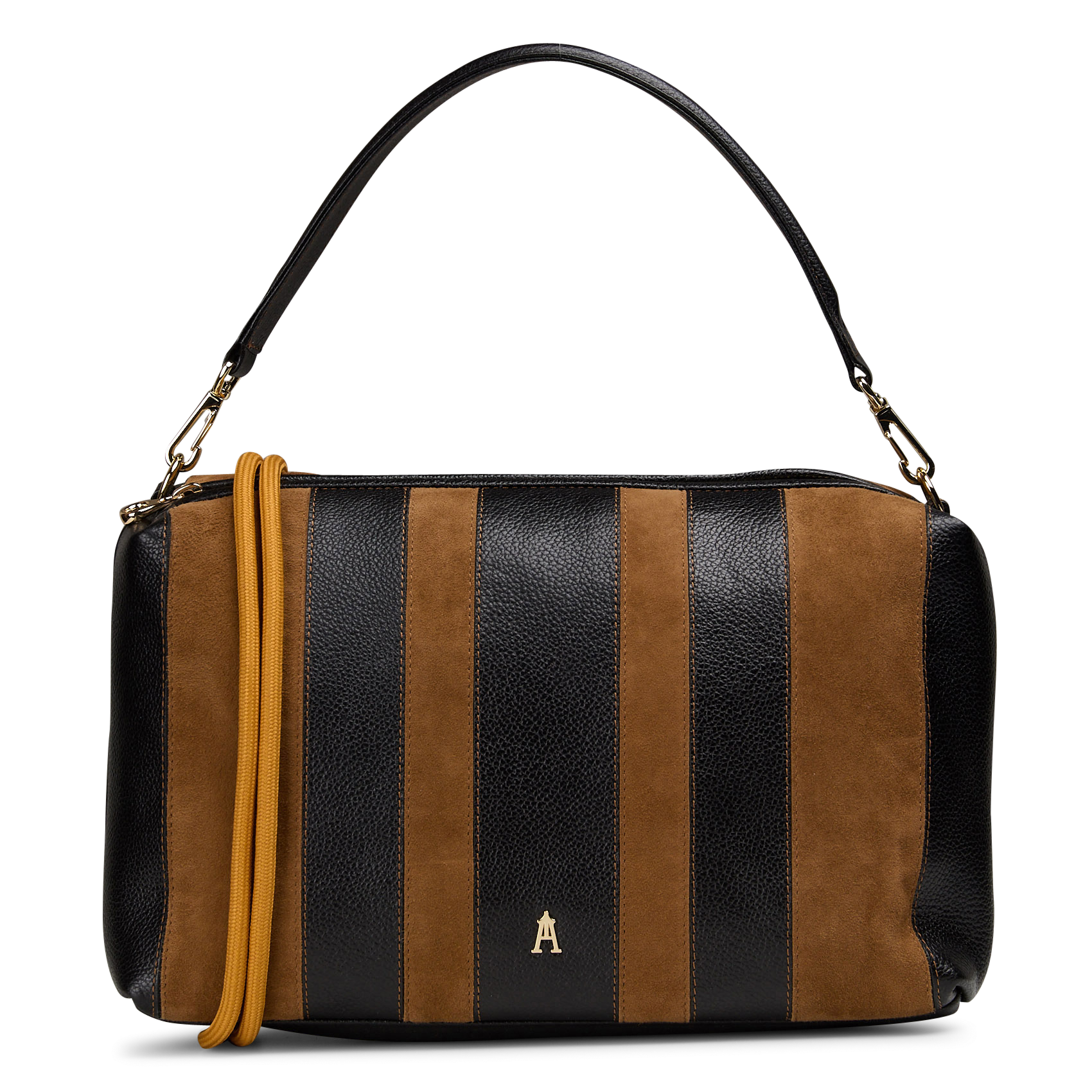 Striped calfskin leather handbag CRAIE STUDIO Black