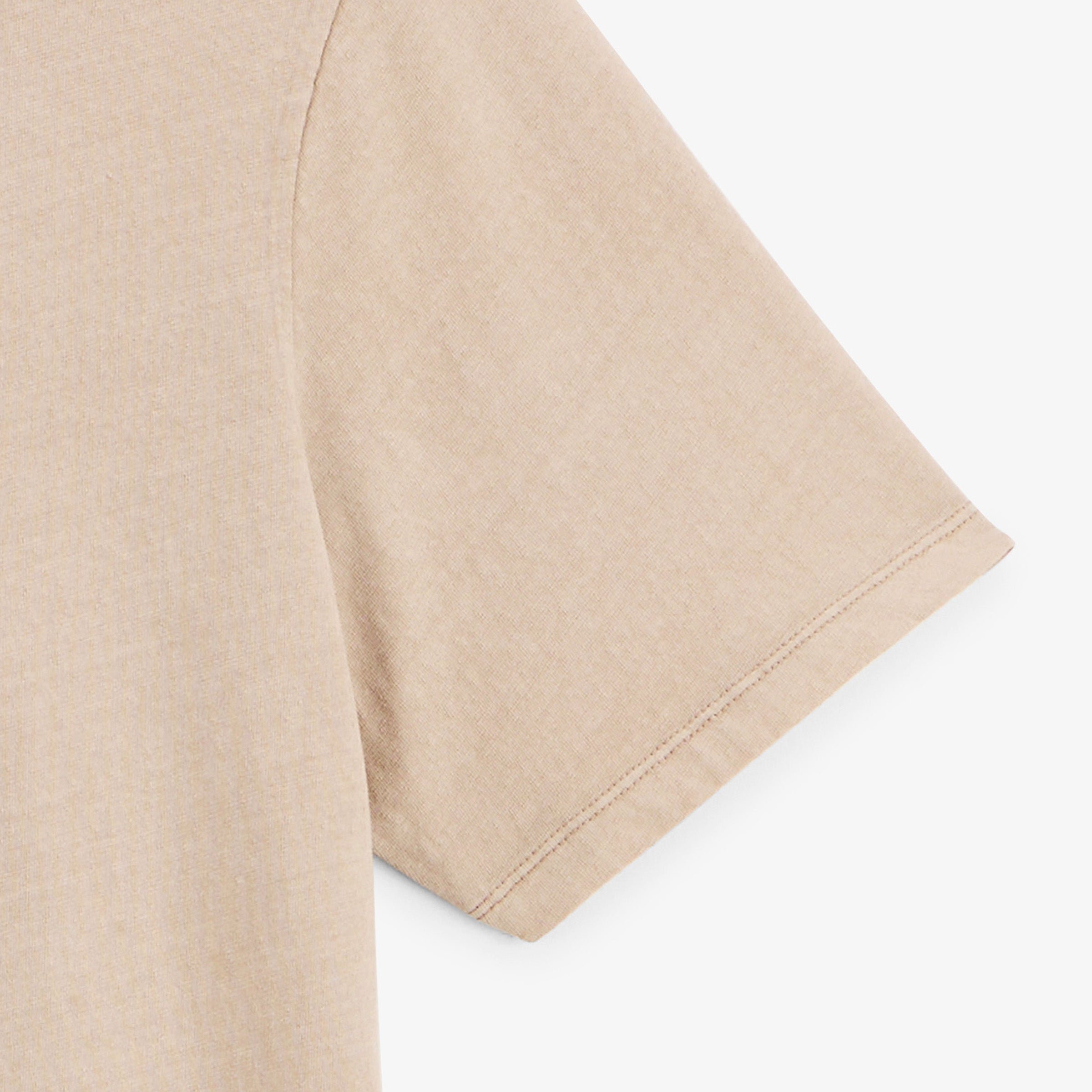 Short-sleeved t-shirt in beige travertine blended linen SERGE BLANCO Beige
